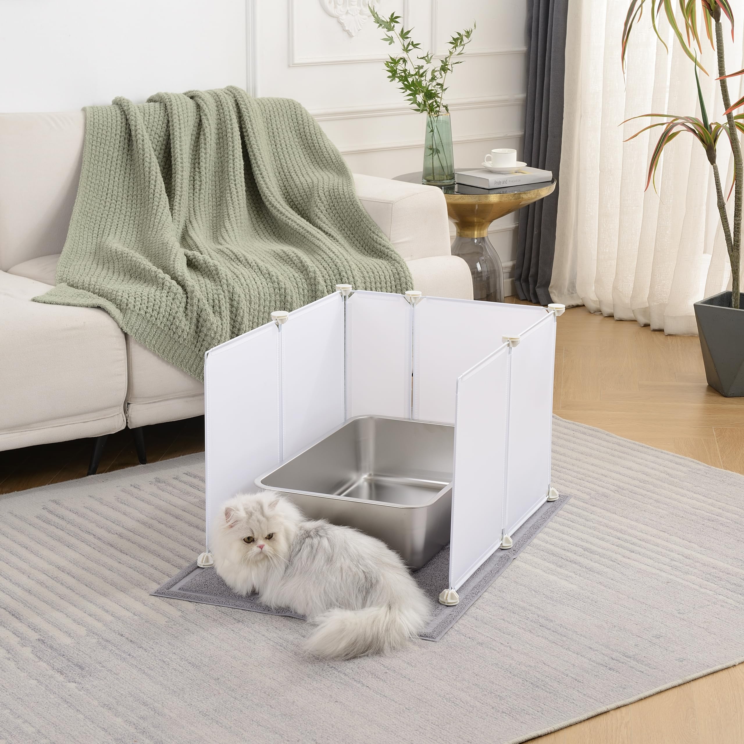 Meexpaws Extra Large Giant Stainless Steel Litter Box For Cats (24            16            6      ) | Non Stick | Odor Control