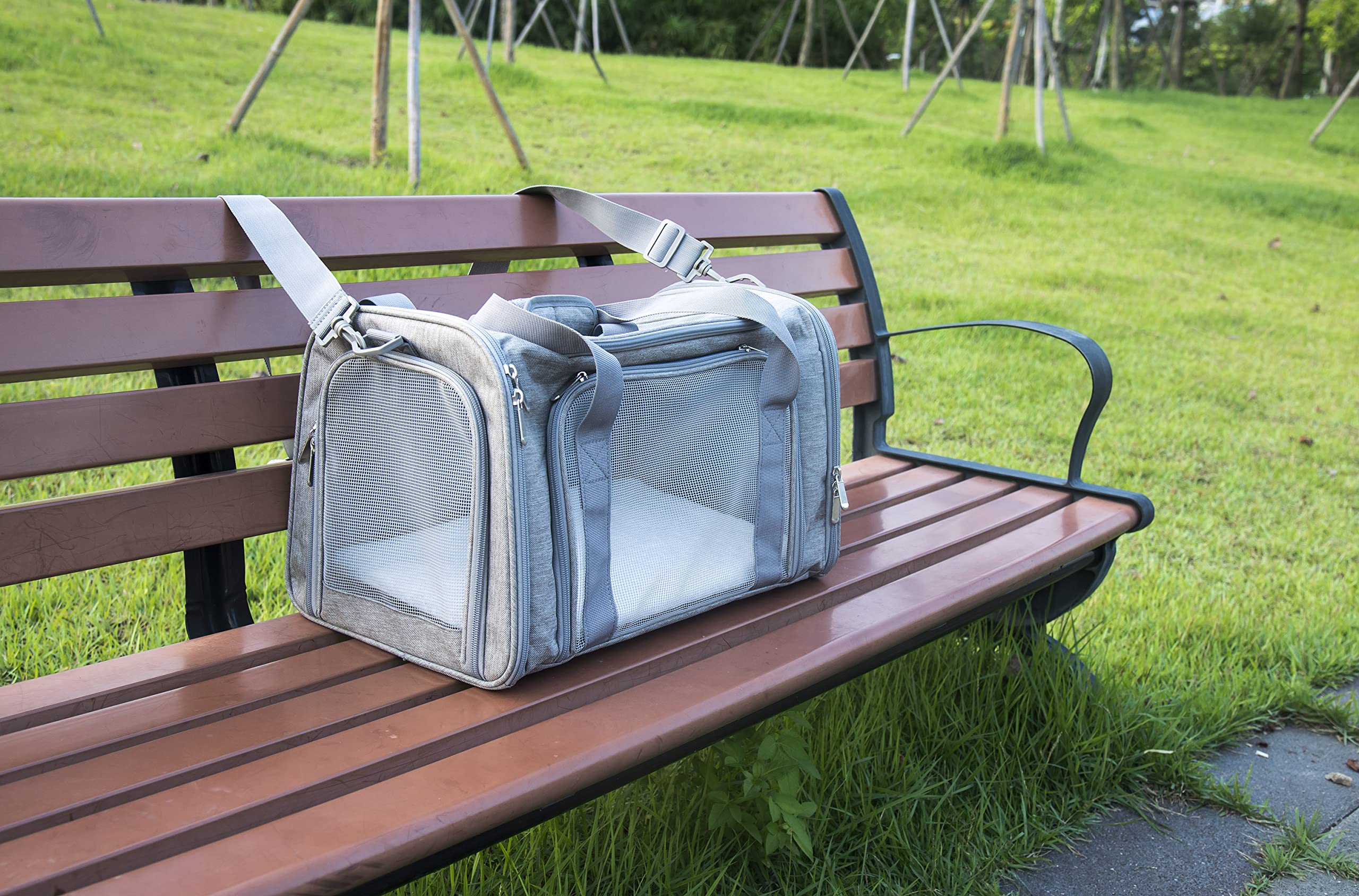 Nextfri Soft Sided Carrier For Small Medium Cats Dogs,Tsa Airline Approved Collapsible Travel Pet Carrier Medium Grey