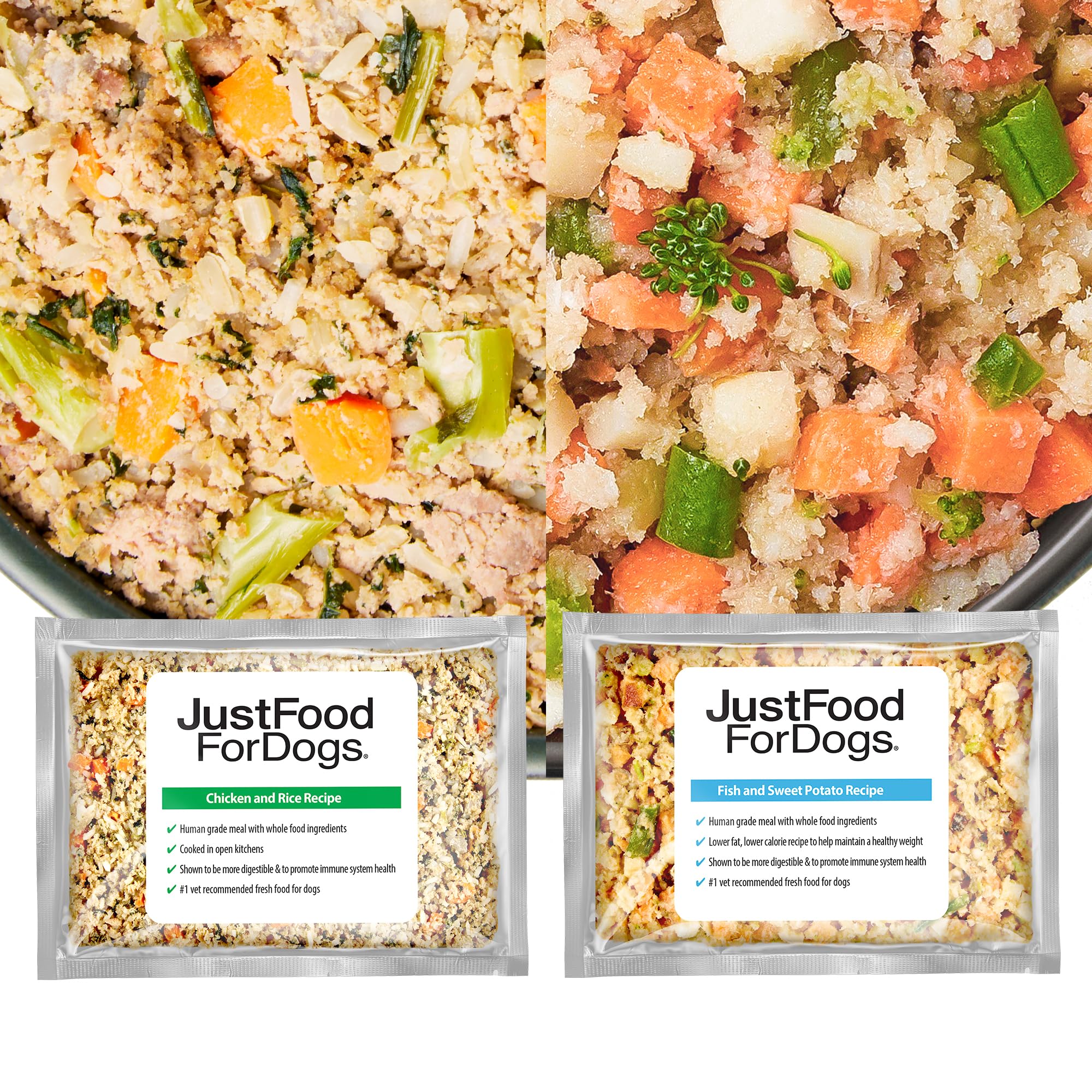 JustFoodForDogs Puppy Frozen Fresh Dog Food Variety Pack, Complete Meal or Dog Food Topper, Fish & Chicken Human Grade Dog Food 