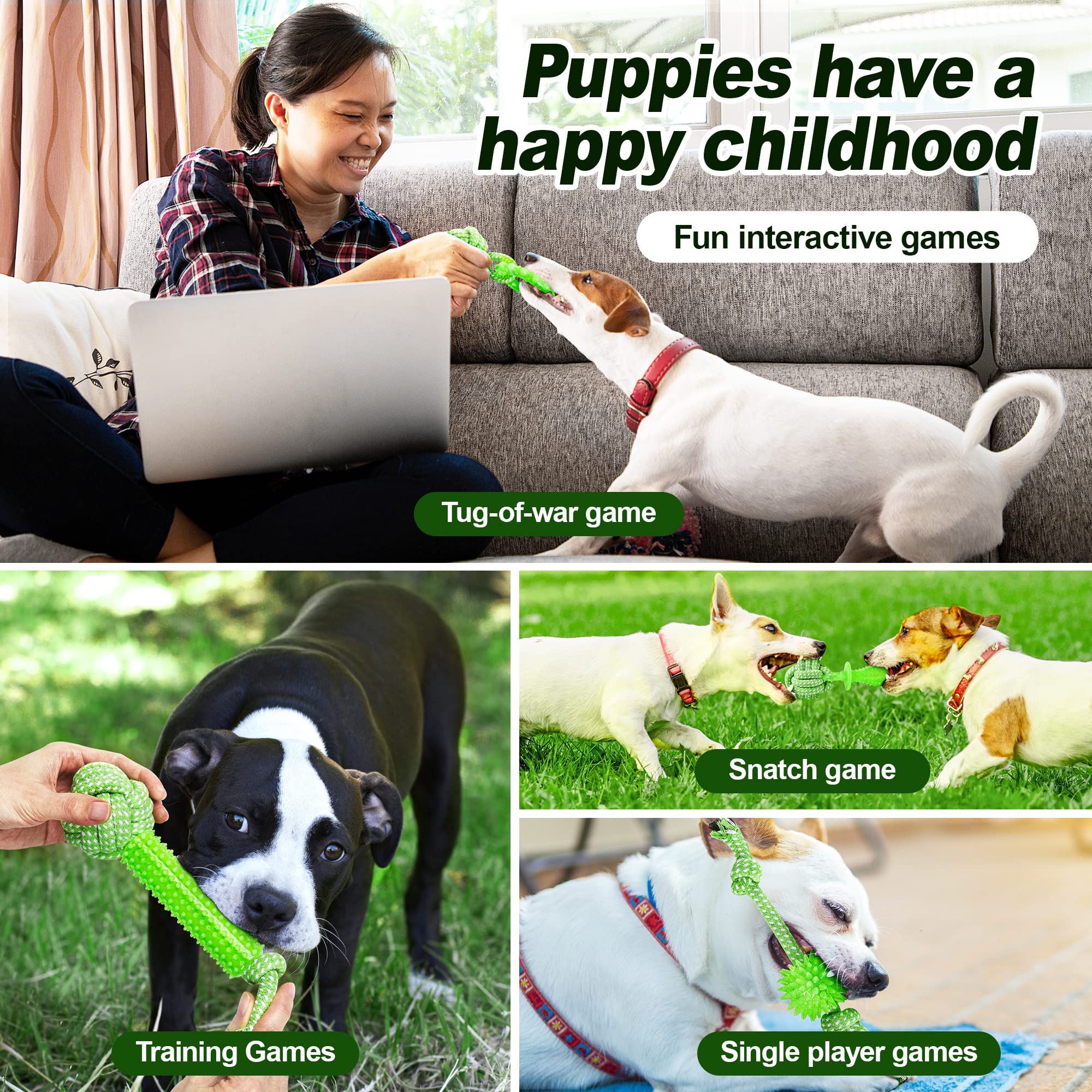 Sqbg Puppy Toys 5 Pack For Energetic Puppy,Durable Puppy Chew Toys High Density Rubber And Rope Combined,Puppy Teething Toys Mul