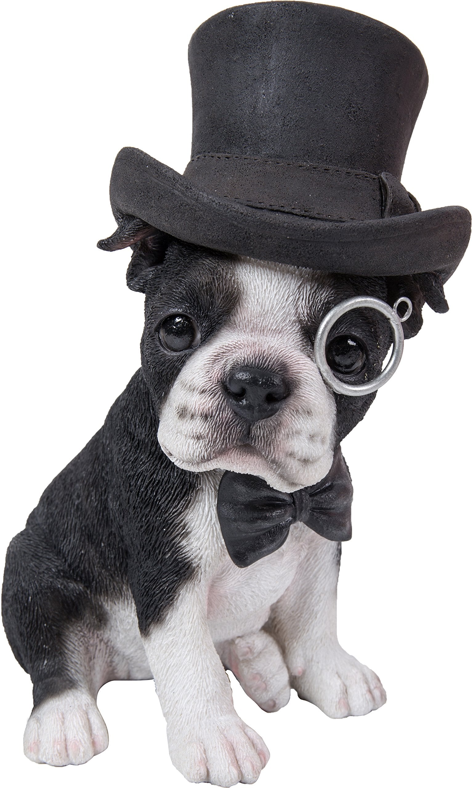 Hi-Line Gift Ltd. Boston Terrier With Top Hat - Spectacle And Bow Tie, Black And White