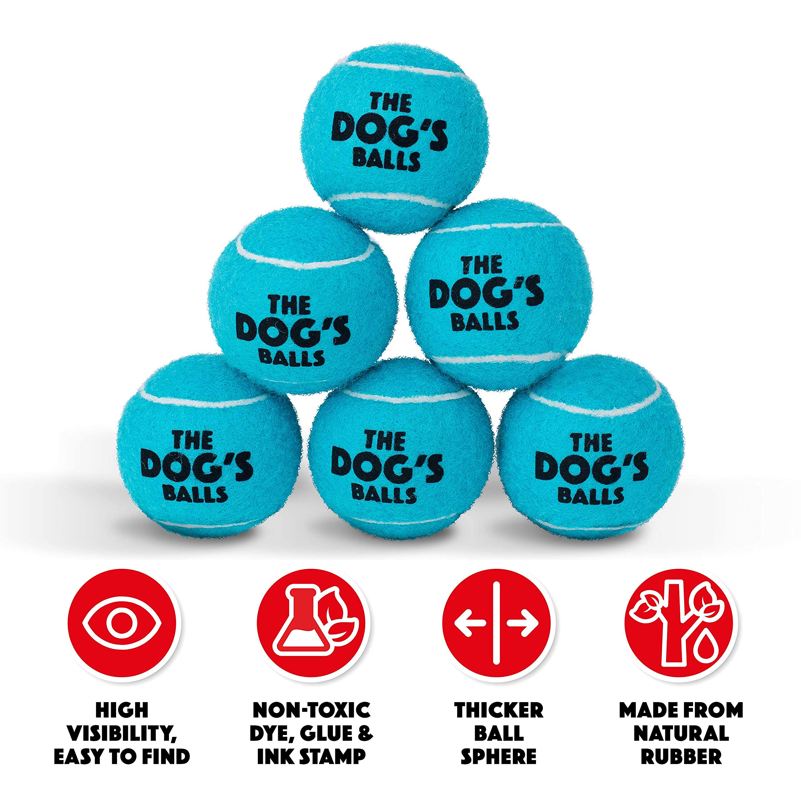 The Little Dog'S Balls, Dog Tennis Balls, 6-Pack Blue Dog Toy, Strong Dog & Puppy Ball For Training, Play, Exercise & Fetch
