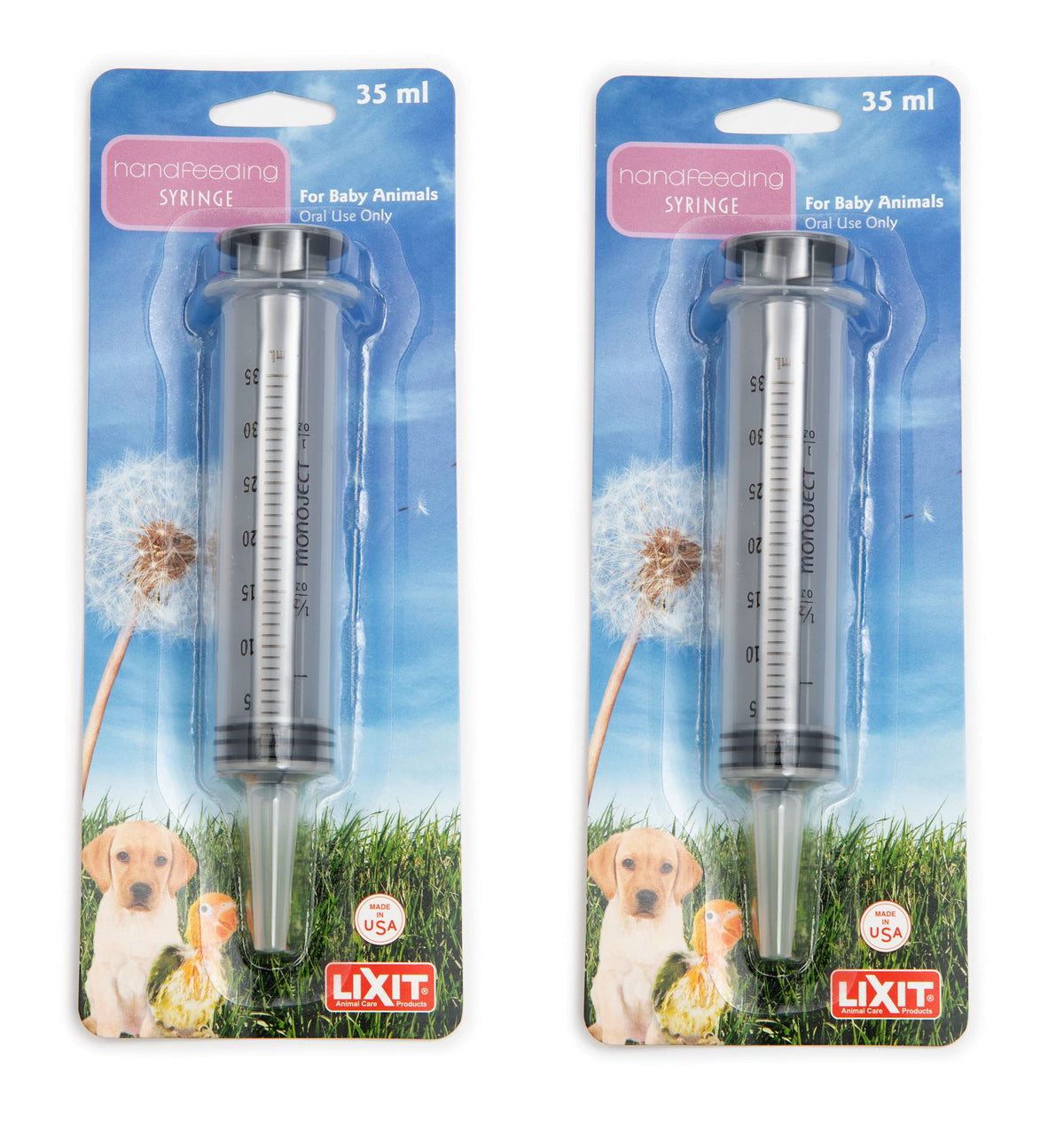 Lixit Hand Feeding Syringes For Puppies, Kittens, Rabbits And Other Baby Animals (35Ml Pack Of 2)