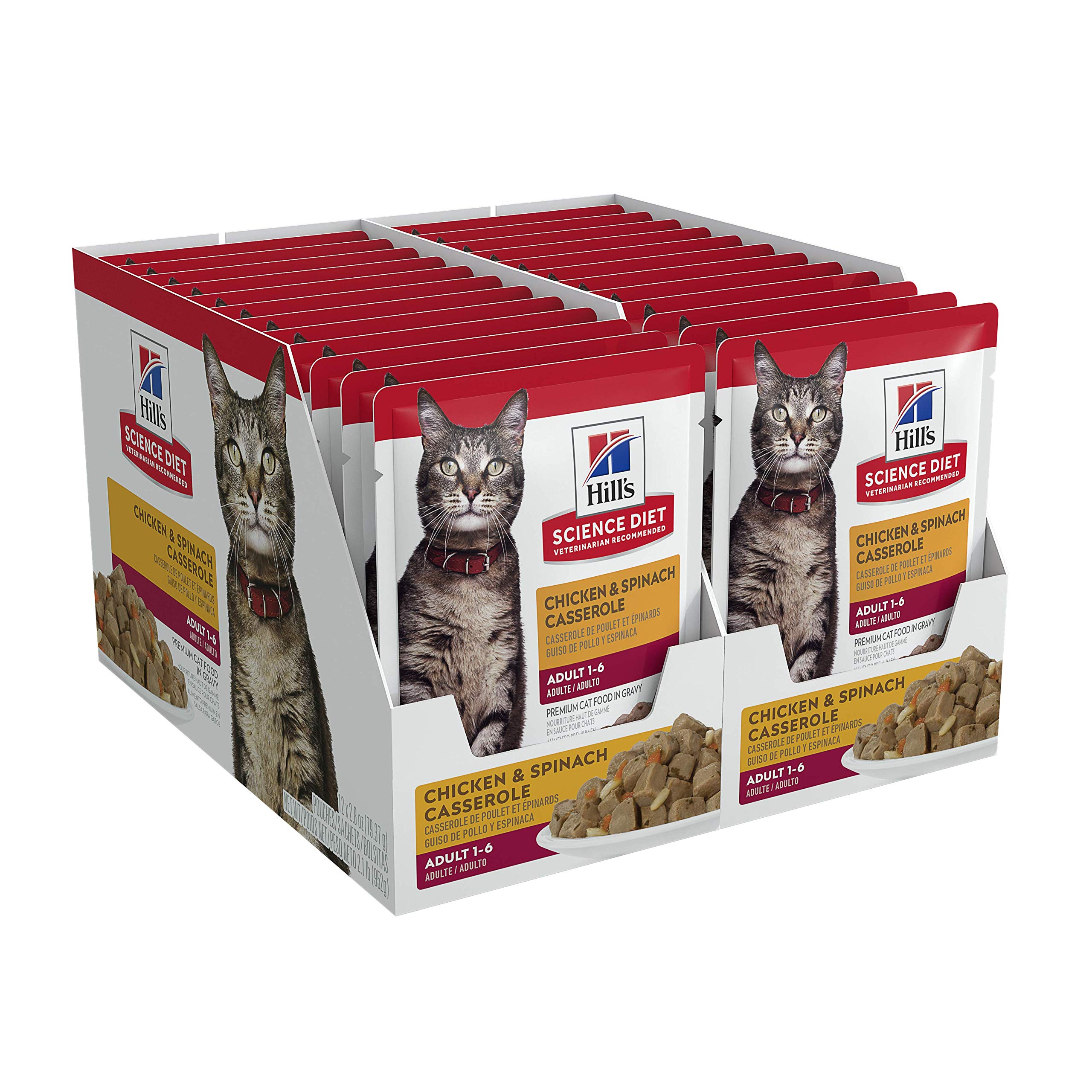 Hills Science Diet Adult 1-6, Adult 1-6 Premium Nutrition, Wet Cat Food, Chicken Casserole Stew, 2.8 oz Pouch, Case of 24