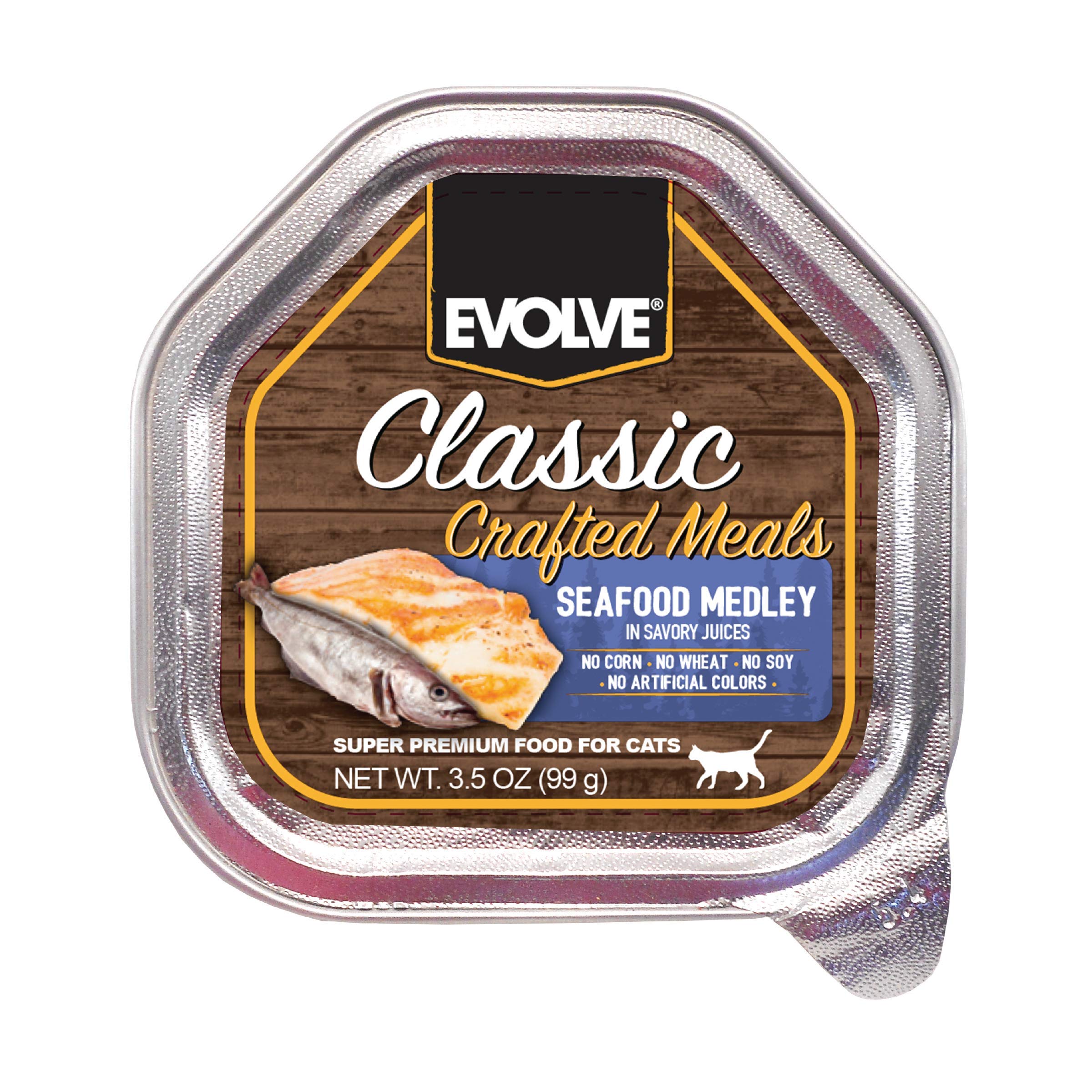 Evolve Classic Crafted Meals Seafood Medley Recipe Cat Food, 3.5 Oz (Pack of 15)