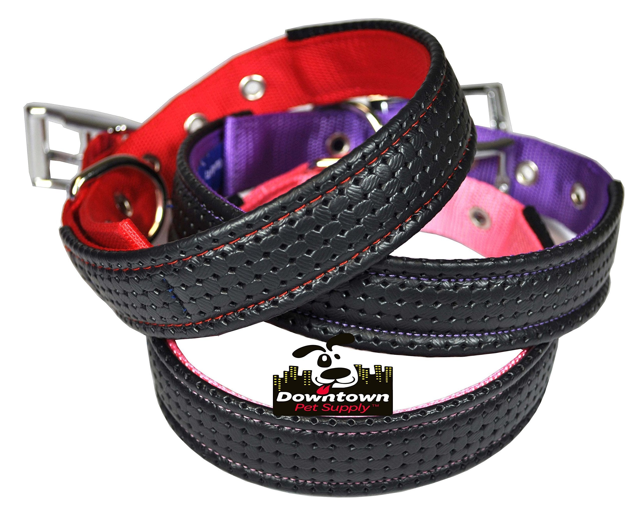 Downtown Pet Supply Deluxe Dog Collar - Padded Adjustable Dog Collar With Metal Buckle & D-Ring - Machine Washable & Water Resistant Thick Dog Collar - Pink - Xl - Extra Large Dog Collar