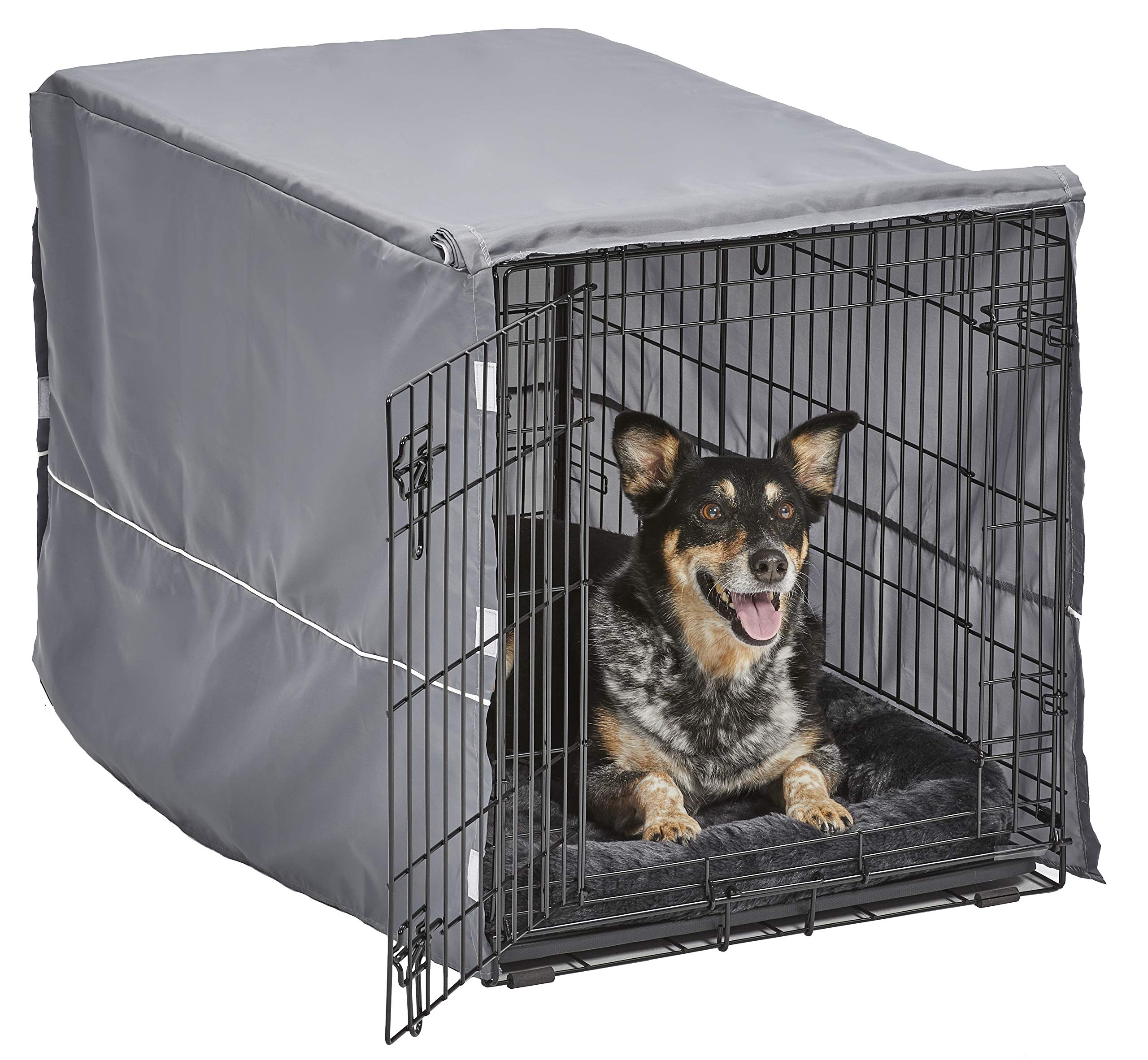 Midwest Homes For Pets New World Double Door Dog Crate Kit Includes One Two-Door Crate, Matching Gray Bed & Gray Crate Cover, 36