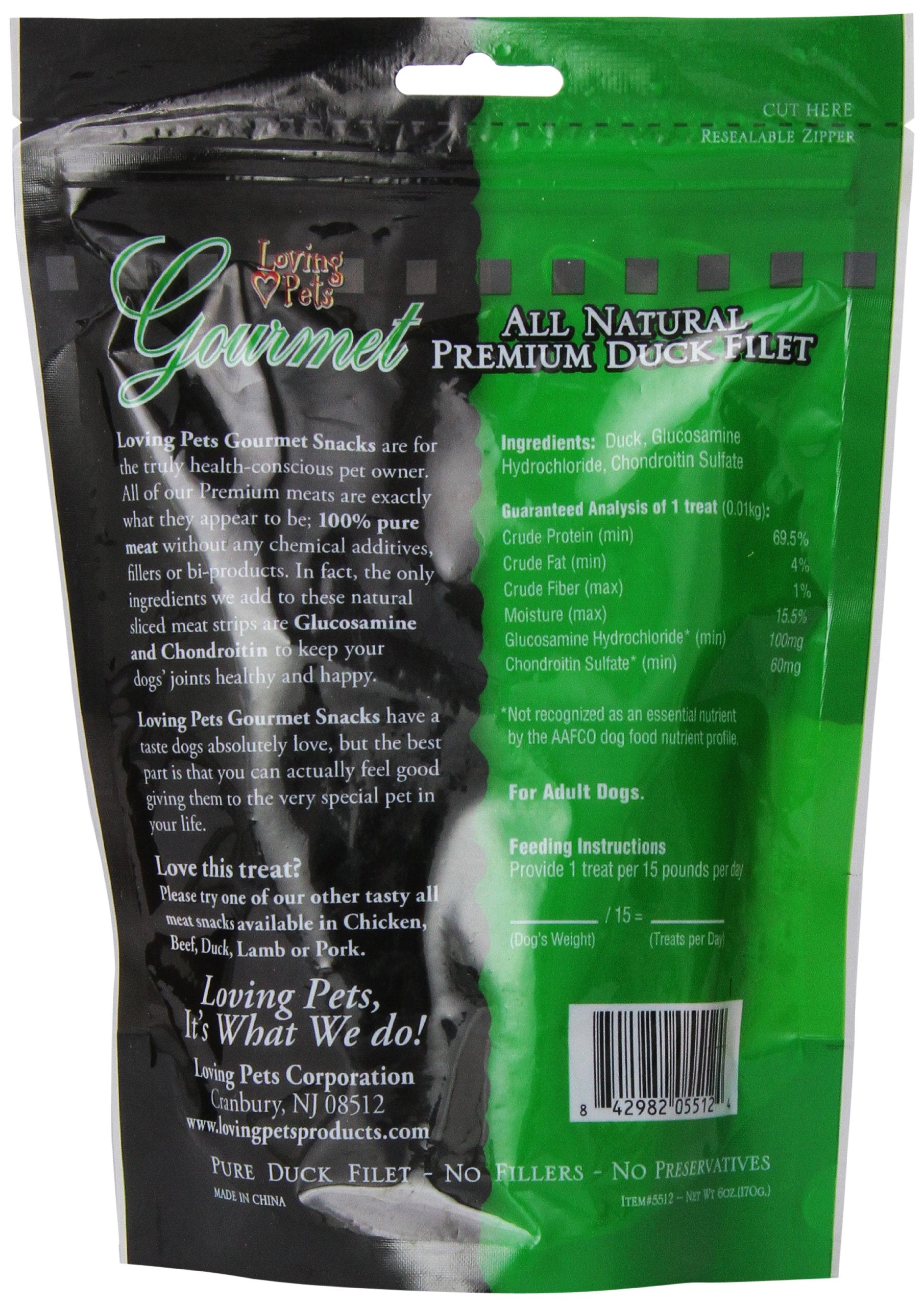 Loving Pets All Natural Premium Duck Strips With Glucosamine & Chondroitin Dog Treats, 6 Oz