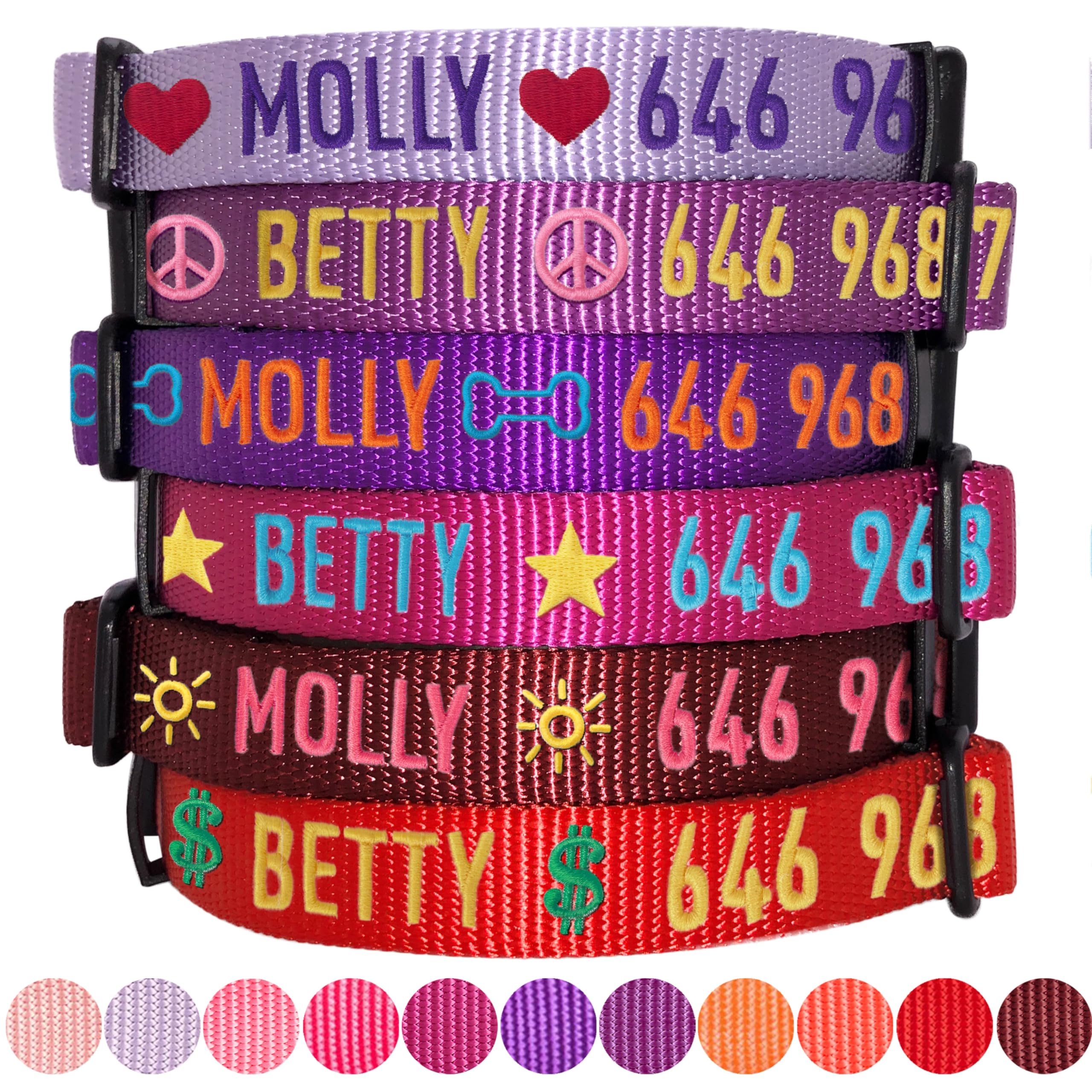 Blueberry Pet Essentials Personalized Dog Collars For Large Dogs | Adjustable & Personalized Dog Collar With Name Tag - Embroide