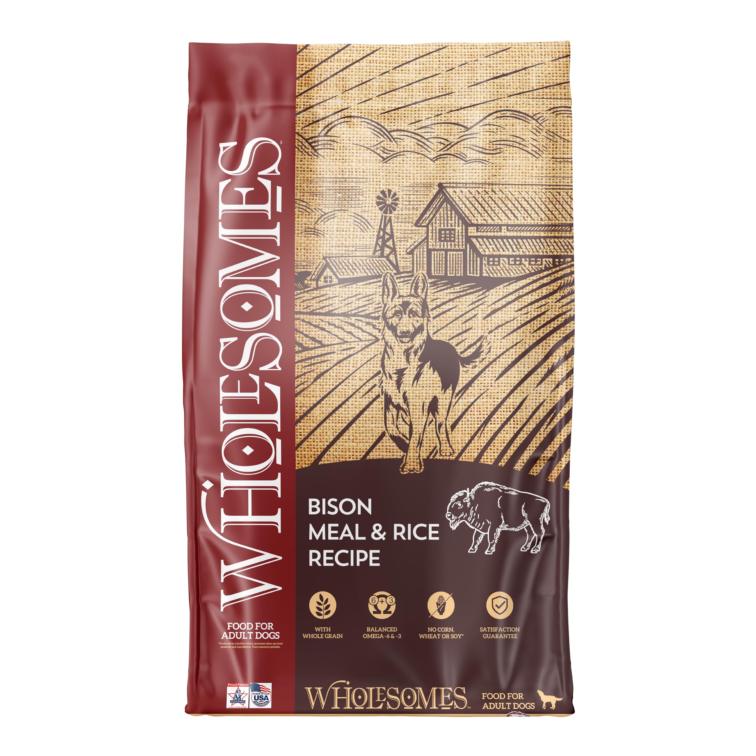 Wholesomes Bison Meal & Rice Dry Dog Food 35 lb