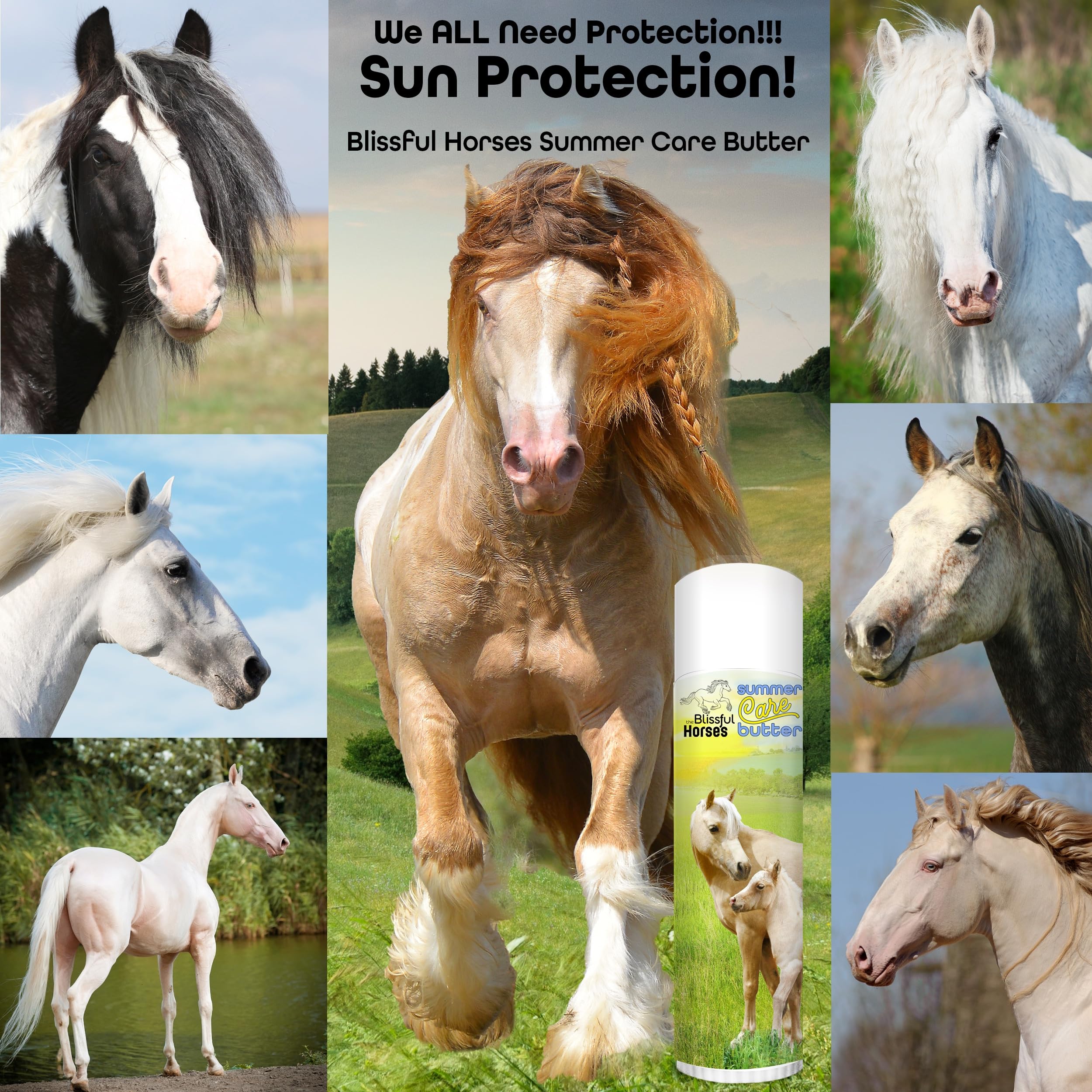 The Blissful Horses Summer Care Sun Butter, Gentle Horse Sunscreen, Easy-to-Apply Equine Sunblock Solution, Must-Have Horse Esse