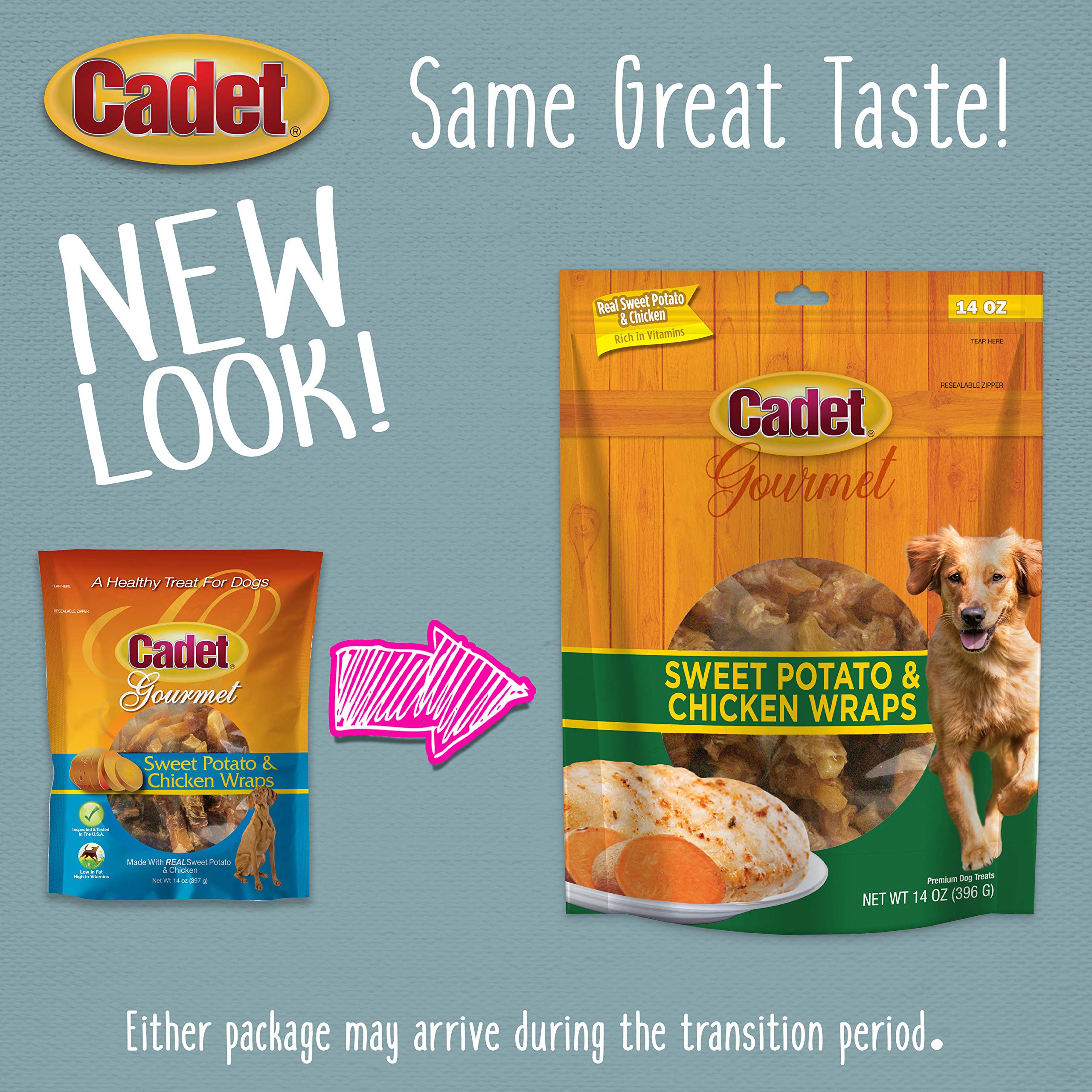 Cadet Gourmet Sweet Potato & Chicken Wraps Dog Treats - Healthy & Natural Chicken and Sweet Potato Dog Training Treats for Small