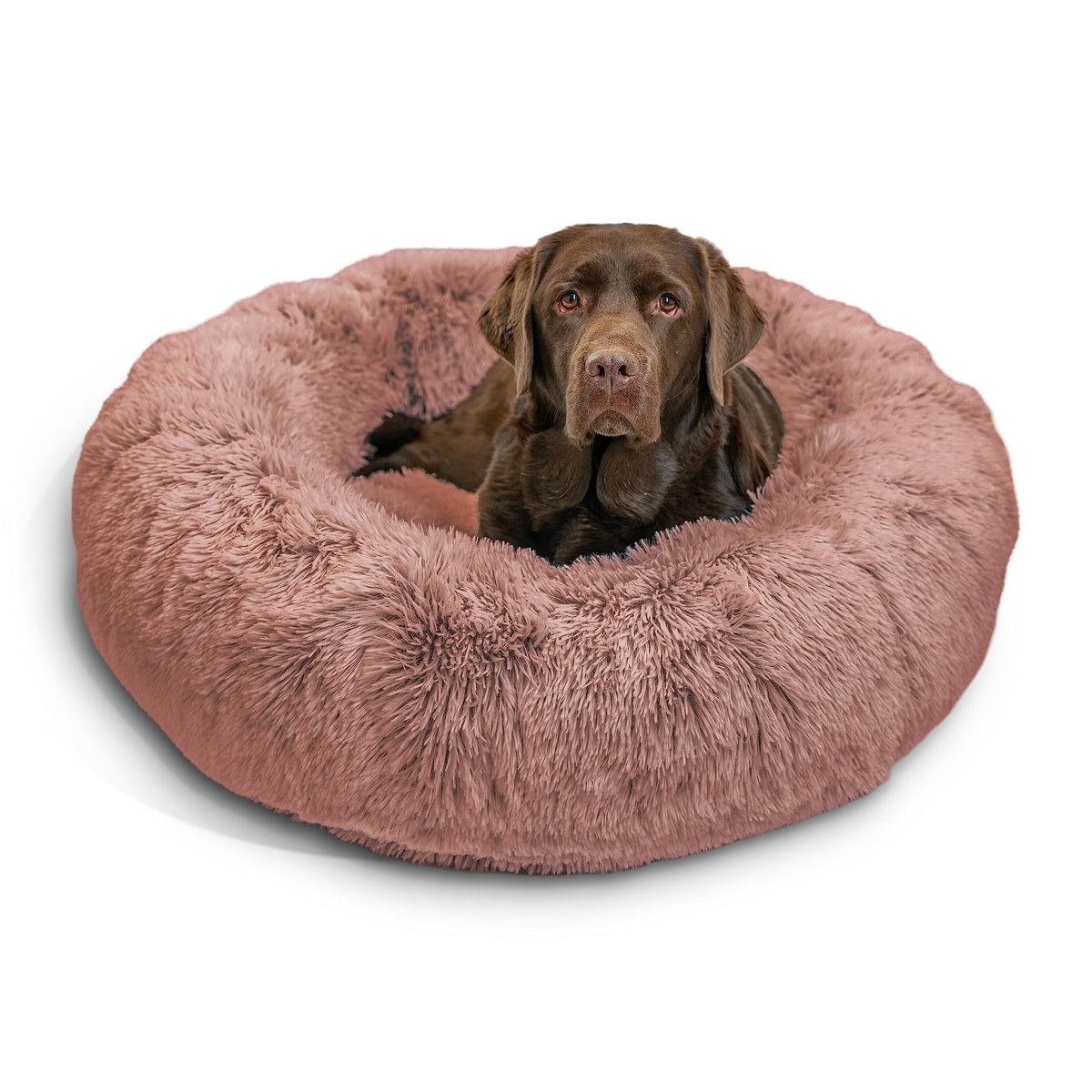 Best Friends By Sheri The Original Calming Donut Dog And Cat Bed In Shag Fur, Dusty Rose, Large, 36X36
