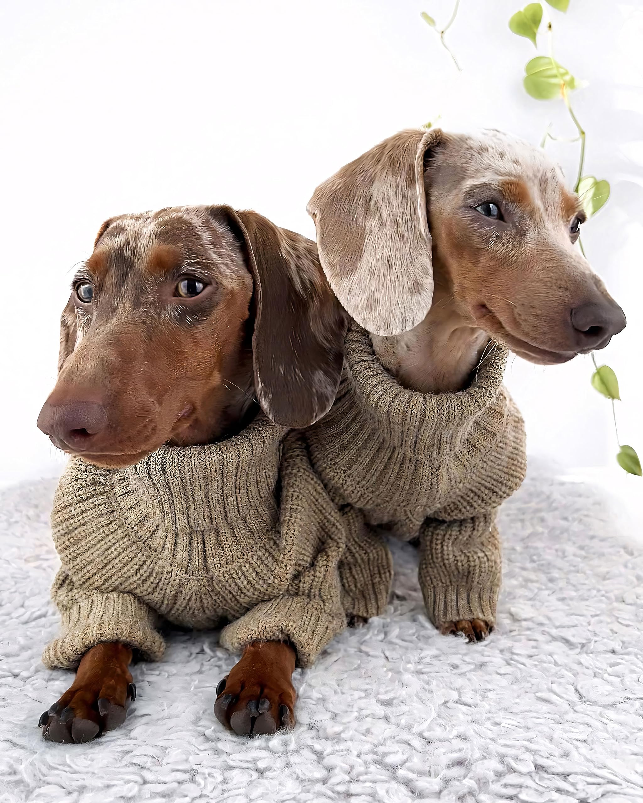 Fitwarm Thermal Knitted Dog Sweater Doggy Winter Coat Pet Clothes Doggie Turtleneck Jacket Puppy Outfits Cat Sweatsuit Sage Gree