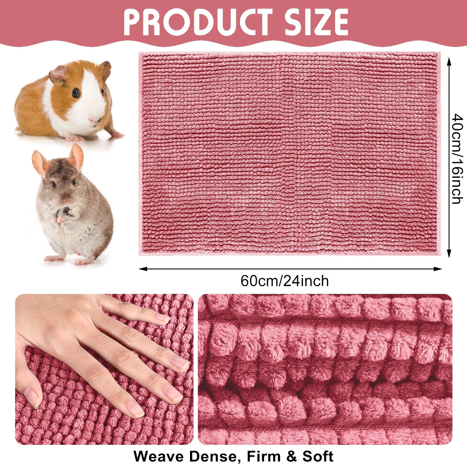 Amylove 4 Pcs Guinea Pig Cage Liner Guinea Pig Bedding Washable Fleece Pee Pads Reusable Small Animals Training Mat Small Animal