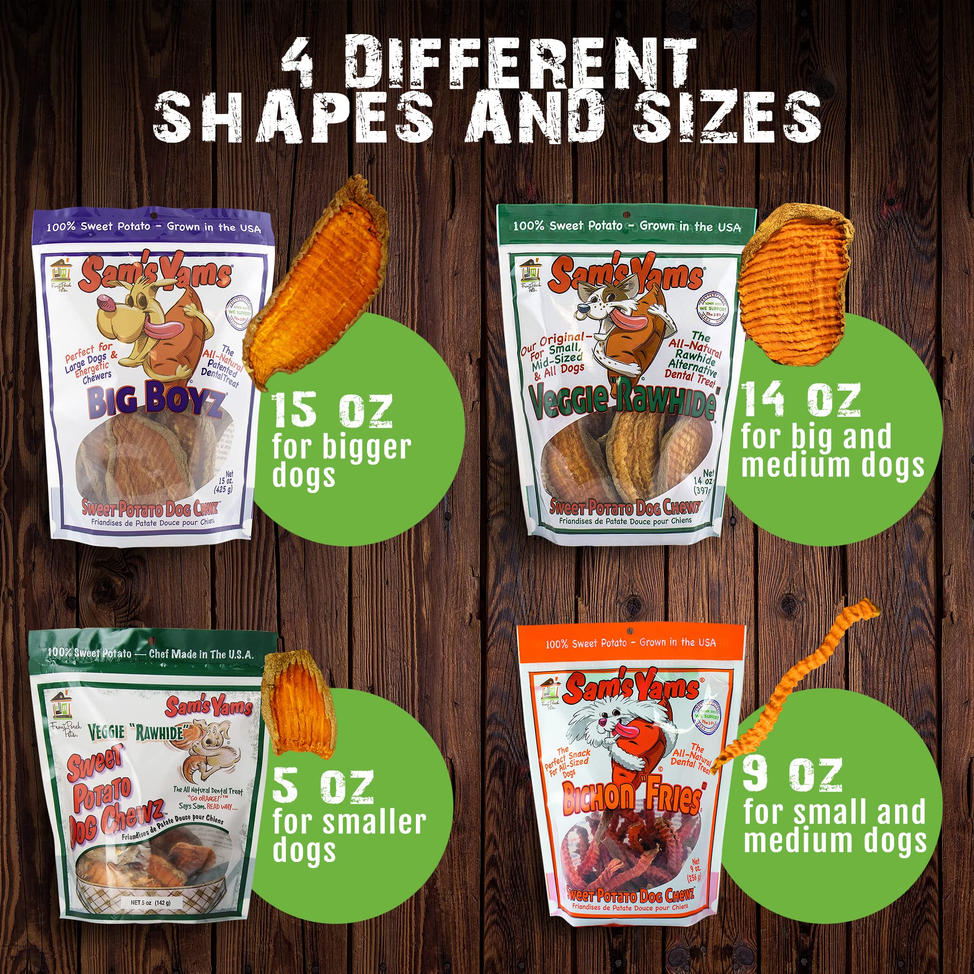 Front Porch Pets Sweet Potato Dog Chewz - 6 Pack - Value Pack Veggie Rawhide