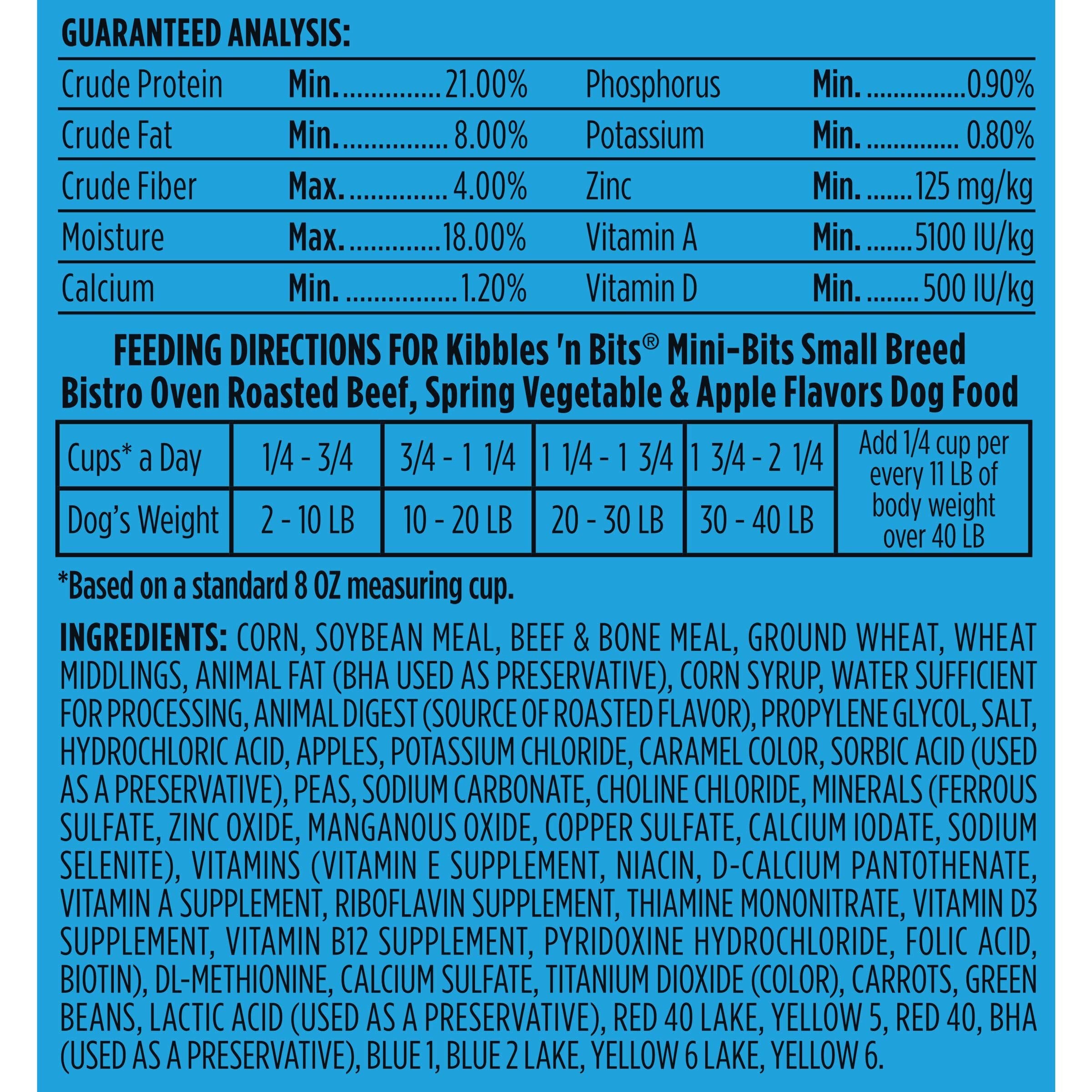 Kibbles N Bits Bistro Oven Roasted Beef Flavor Small Breed Mini Bits Dry Dog Food, 3.5 Lb (Pack Of 4)