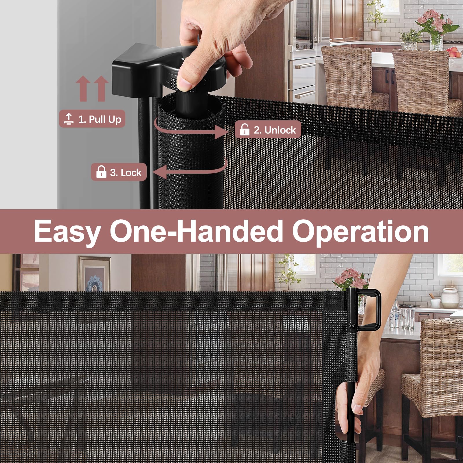 85 Inch Extra Wide Retractable Baby Gate Indoor Extra Long Baby Gate Outdoor Extra Large Dog Gate Child Gates for Wide Openings