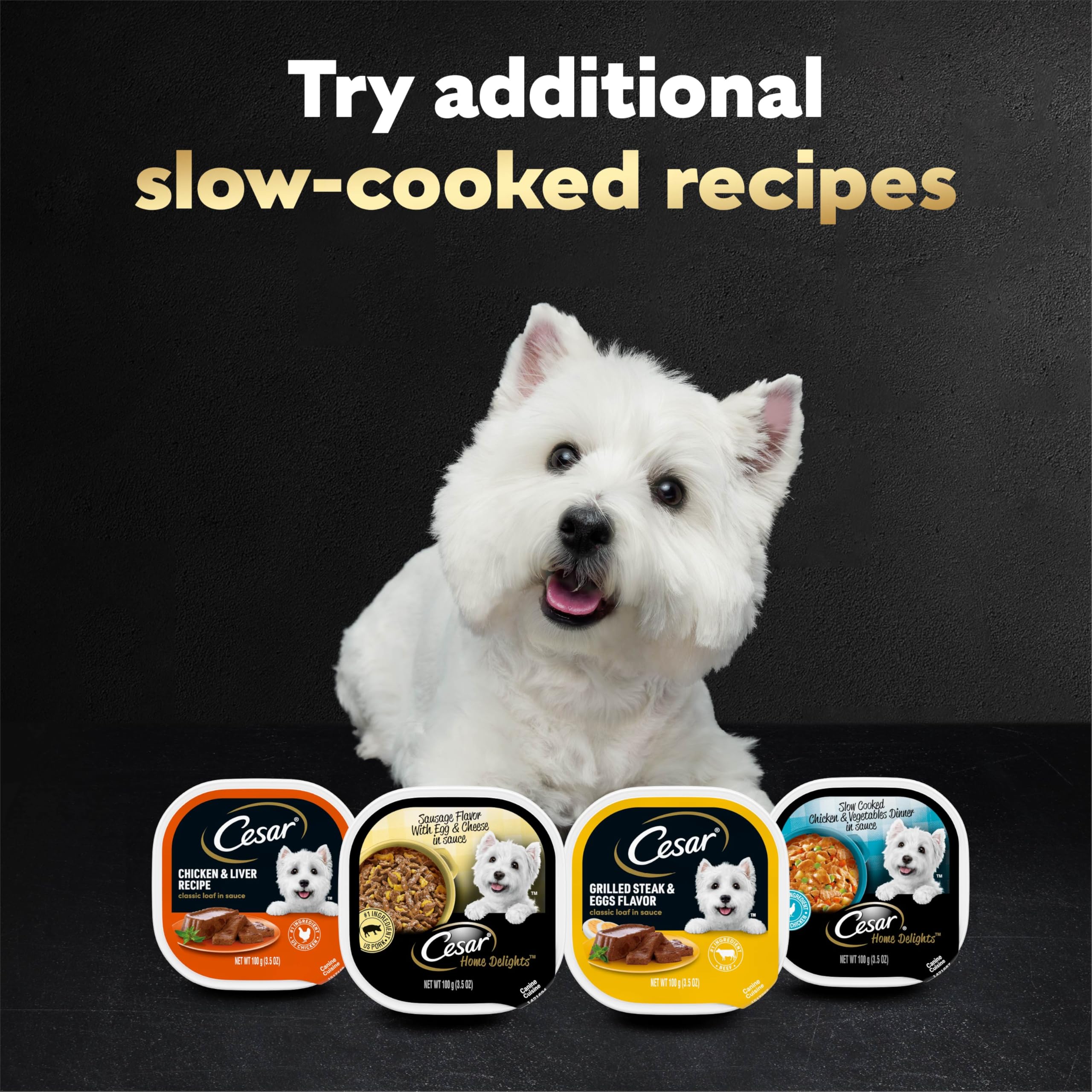 Cesar Wet Dog Food Home Delights & Classic Loaf in Sauce, Breakfast & Dinner Variety Pack, 3.5 oz. Easy Peel Trays (24 Count, Pa