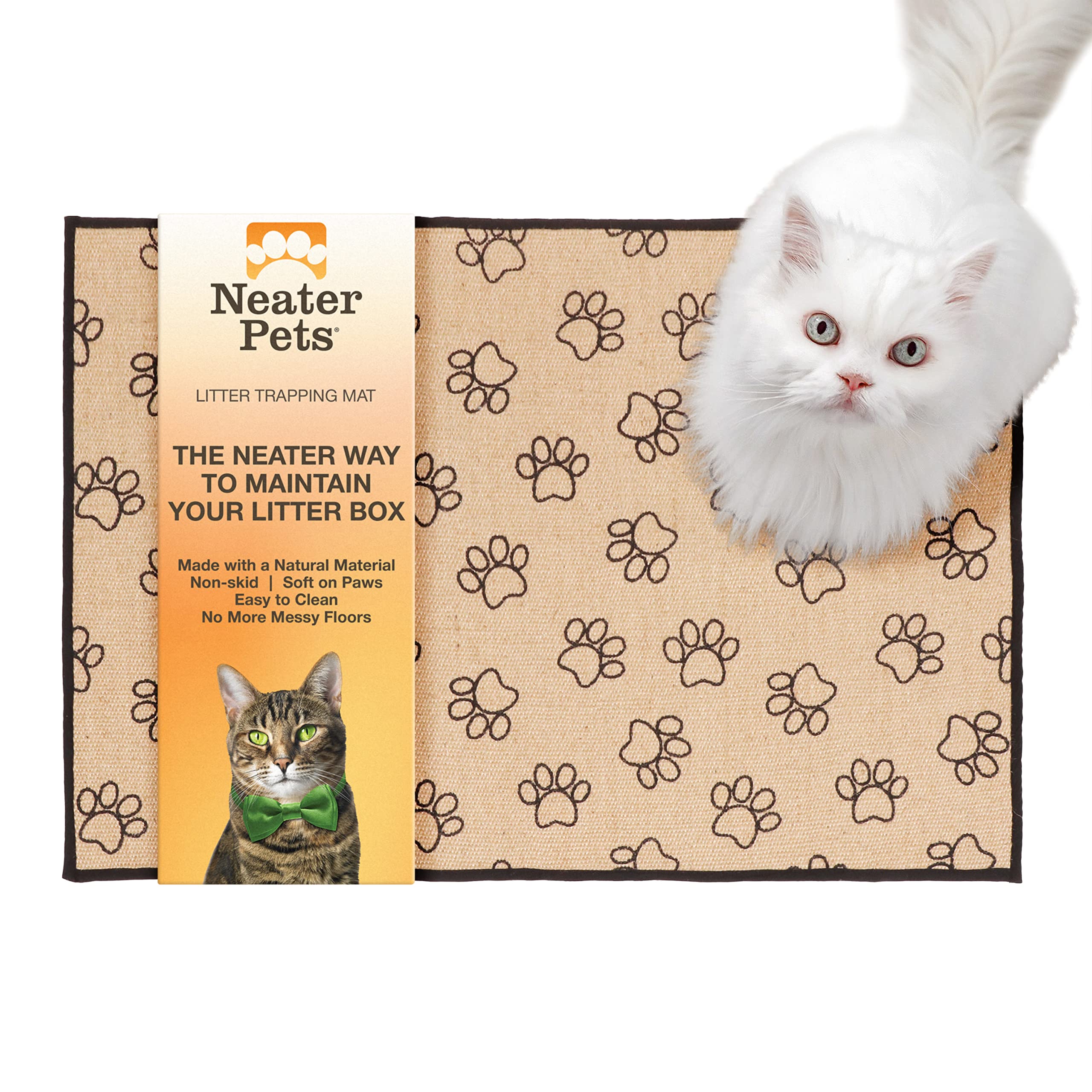 Neater Pets Jute Litter Trapping Mat, Eco-Friendly Plant-Based Material Catches Mess From Kitty Litter Box To Protect Floors, So