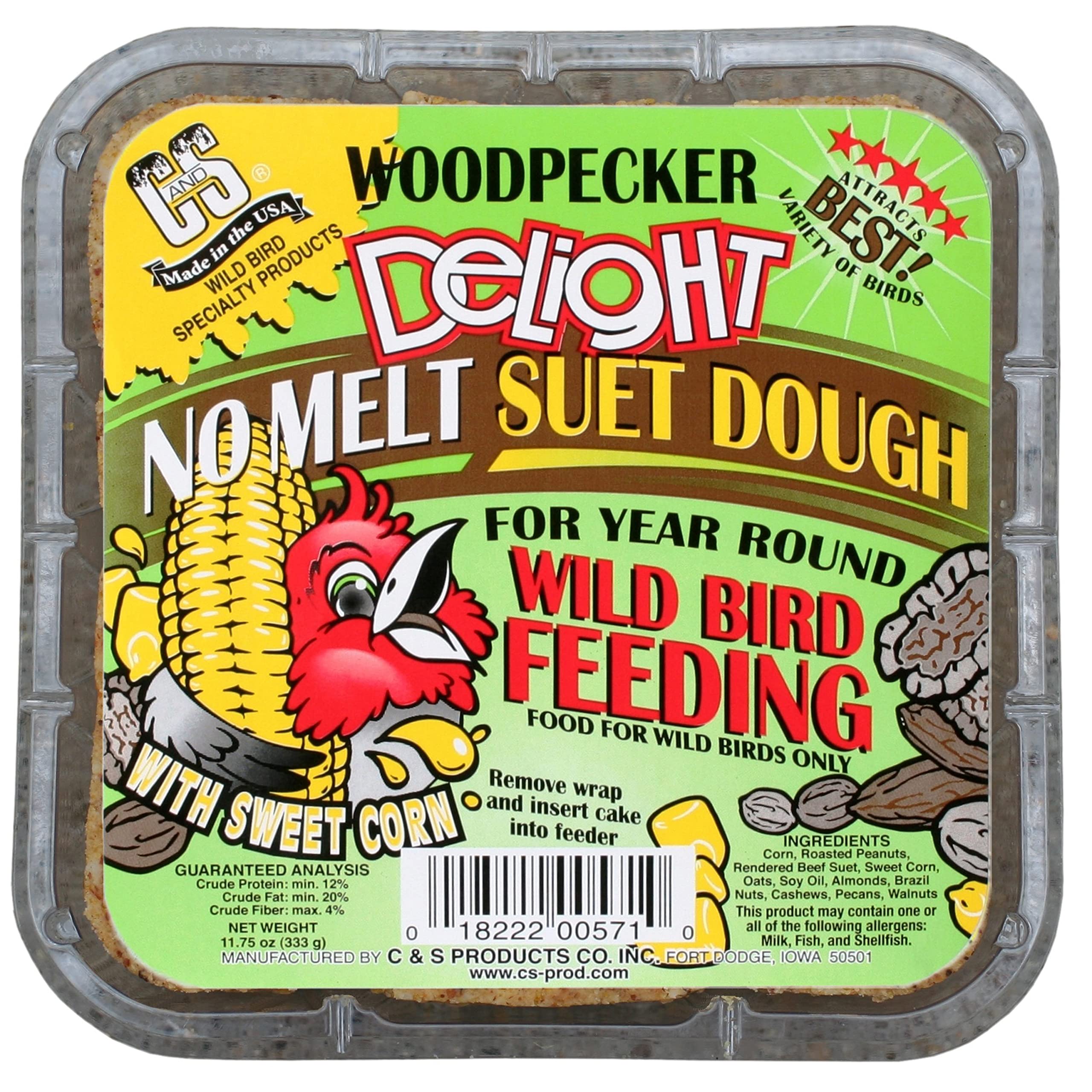 C&S Woodpecker Delight No Melt Suet Dough 11.75 Ounces, 12 Pack