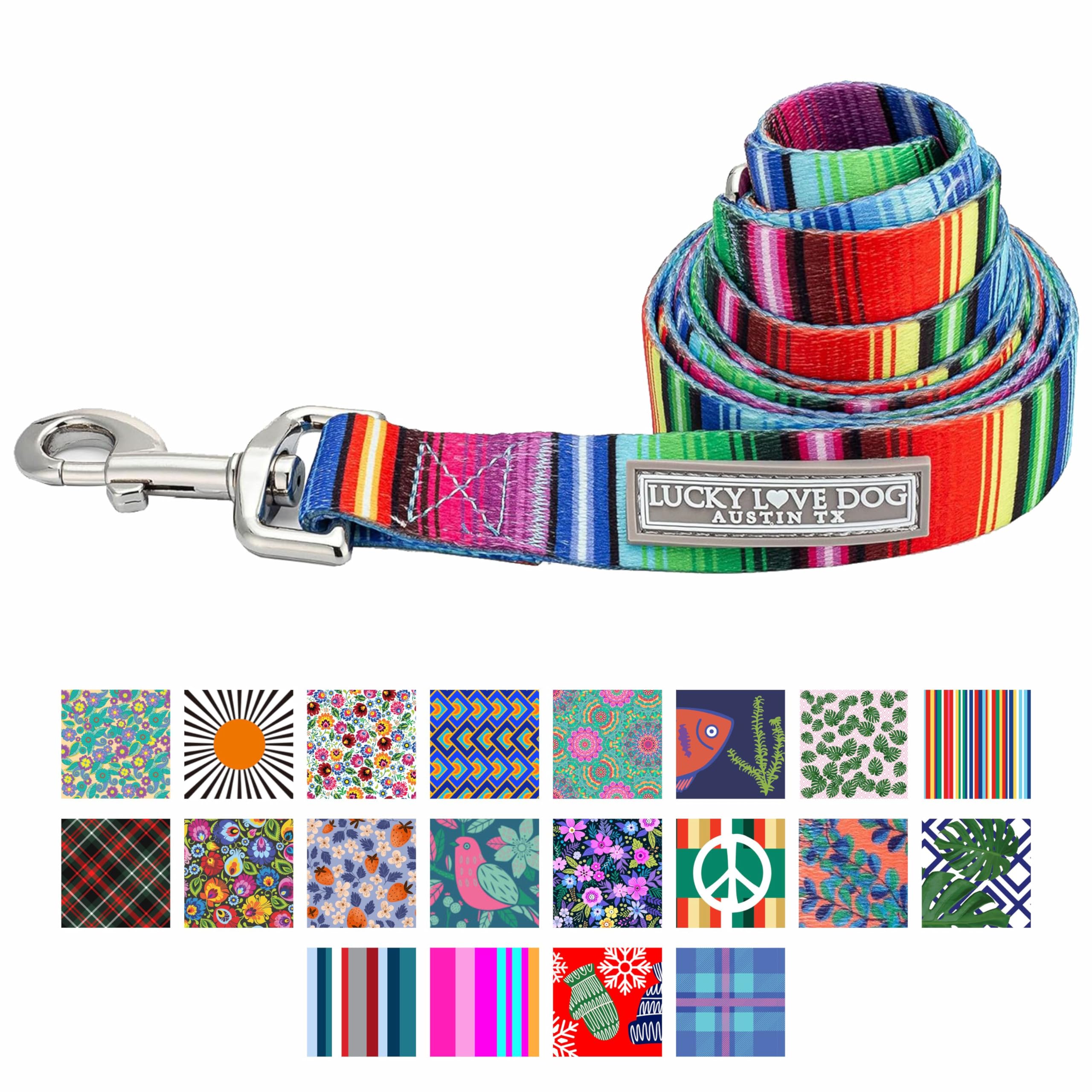 Lucky Love Dog Leash, Colorful Striped Dog Leash For Small Dogs, Durable & Long Lasting, (Nacho, Small)