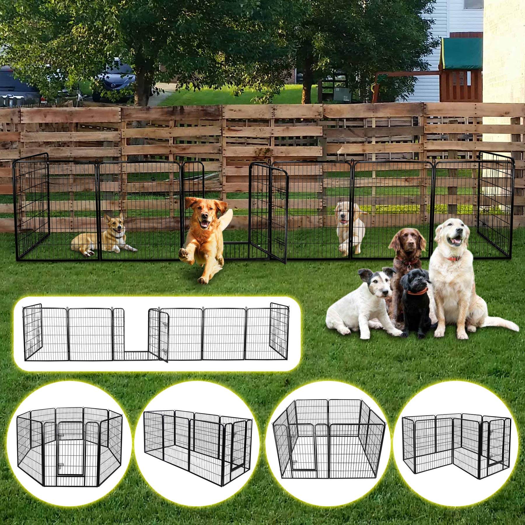 Lemy 8 Panels 40 In Pet Playpen Heavy Duty Metal Dog Exercise Fence Barrier,Outdoor & Indoor Foldable Pet Exericse Pen W/Door,Bl