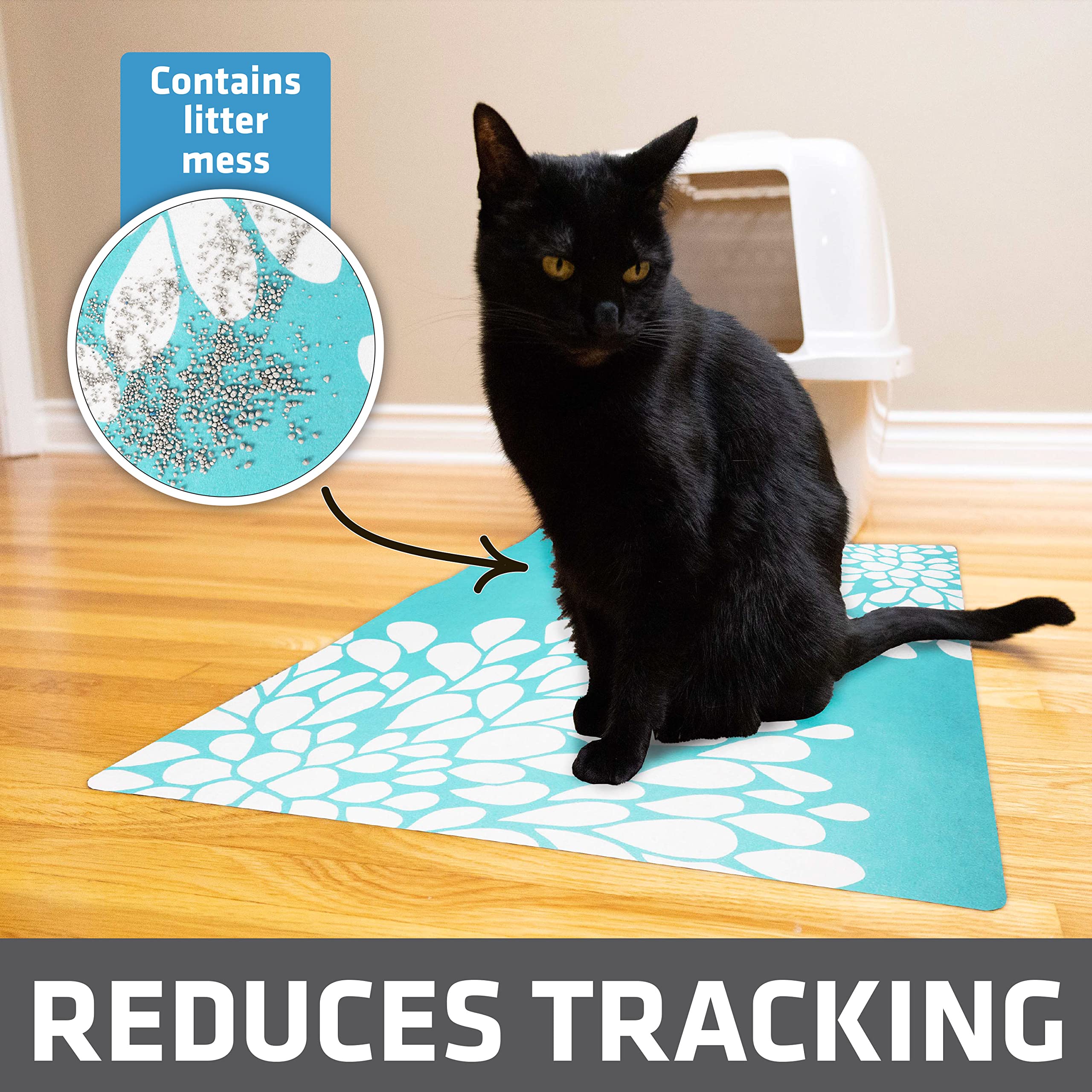 Drymate Original Cat Litter Mat, Contains Mess From Box, Protects Floors, Urine-Proof, Machine Washable, Soft On Kitty Paws, Absorbent, Waterproof (Usa Made, Recycled Content) (20”X28”)(Rejuv Blue)
