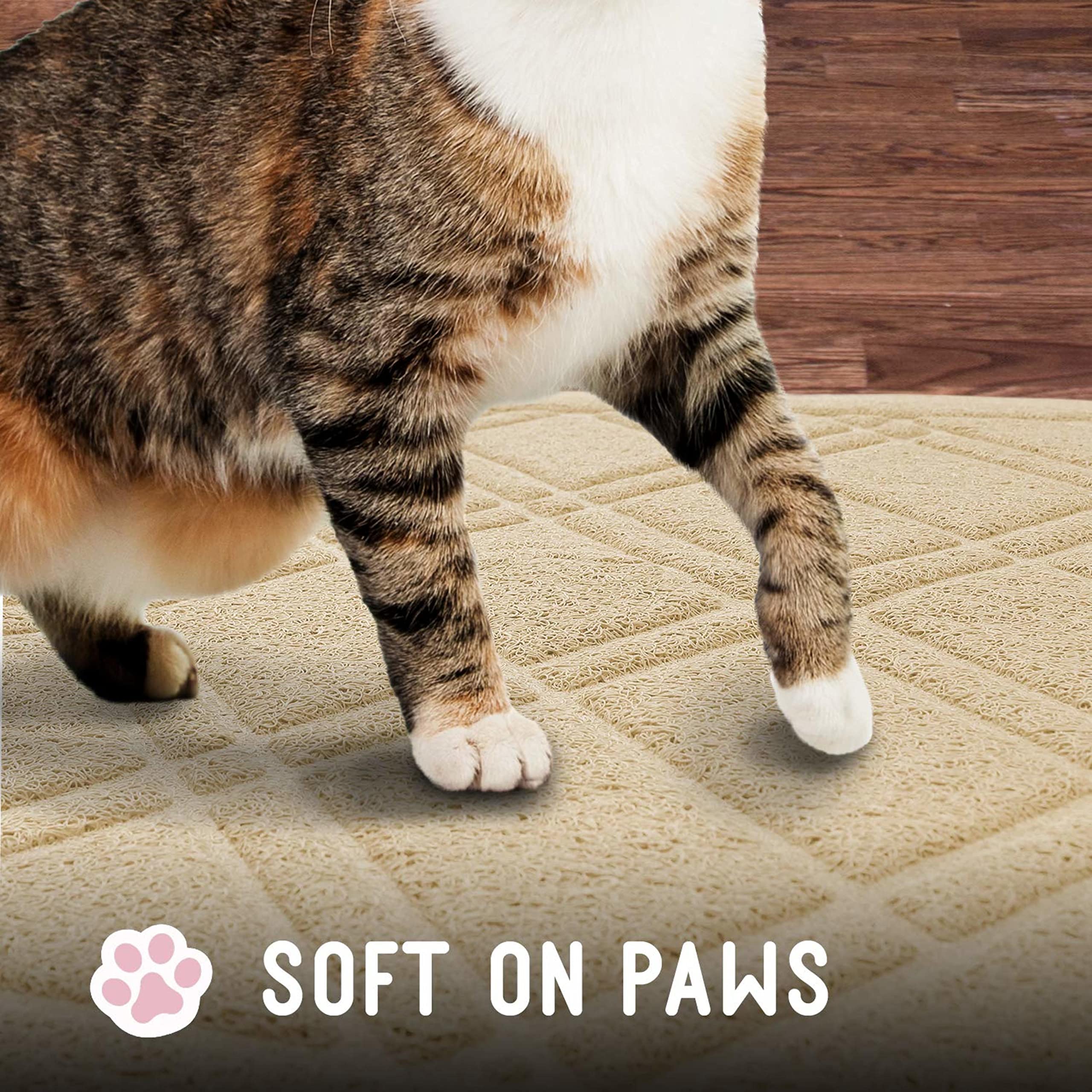 Downtown Pet Supply - Padded Non-Slip Cat Litter Mat - Waterproof For All Litter Types - Beige Large 35 In X 42 In