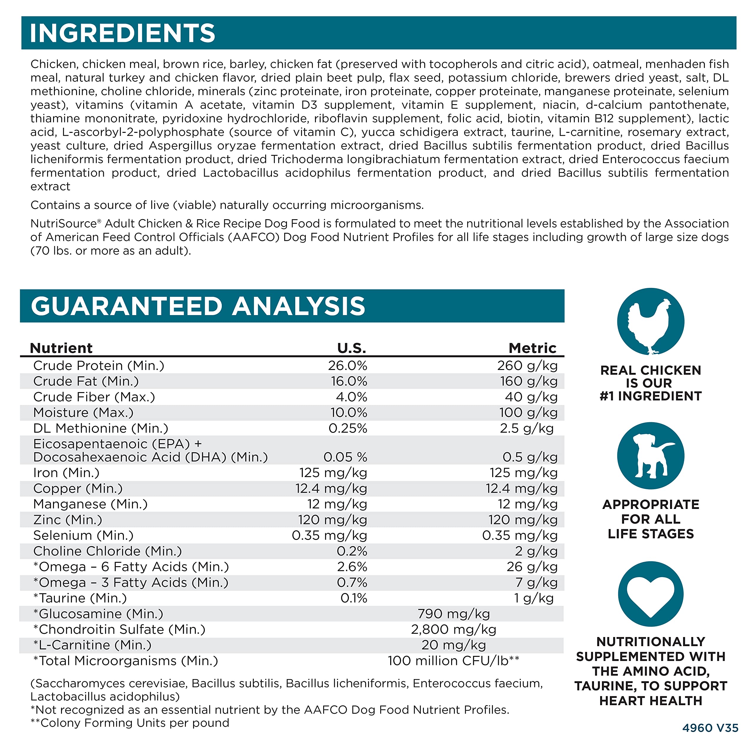 NutriSource Adult Dog Food, Made with Chicken and Rice, with Wholesome Grains, 30LB, Dry Dog Food