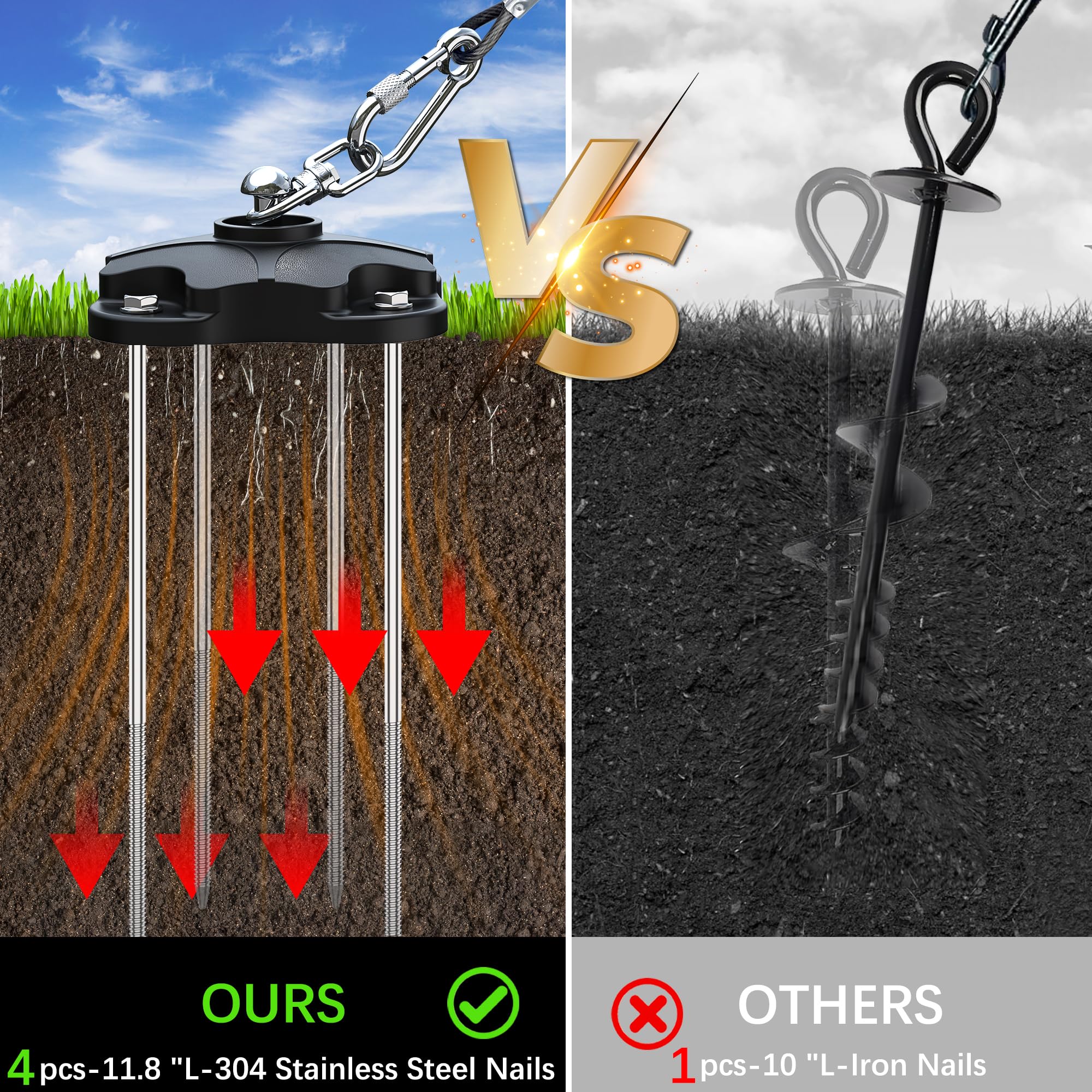 Dog Tie Out Cable And Stake For Camping,360Swivel Dog Run- No Tangle,With 20Ft Heavy Duty Cable,Rust Proof Runner Can Hold Up To