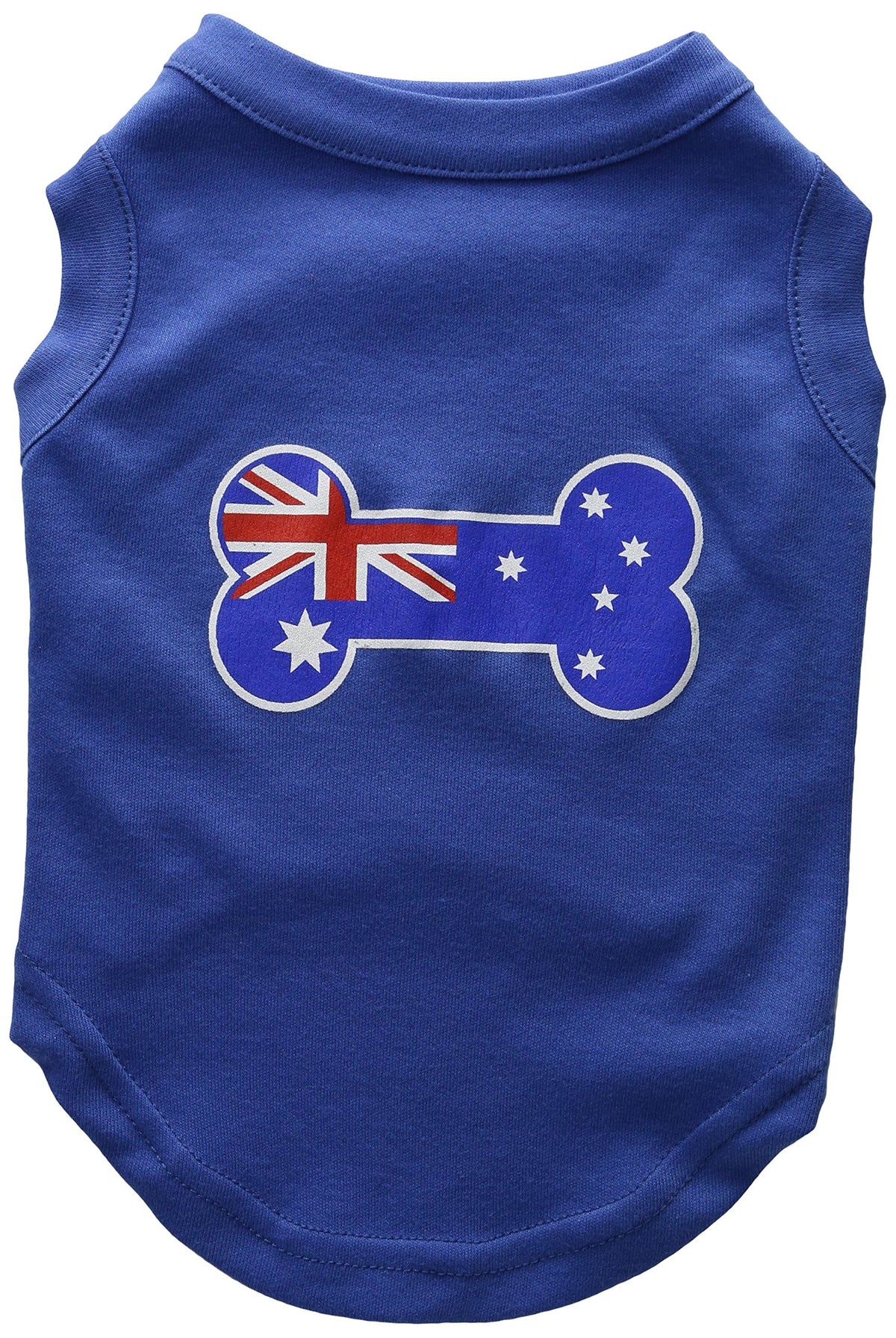 Pet Dog & Cat Shirt Screen Printed, &quot;Bone Shaped Australian Flag&quot; Blue MD (6-10 lbs.)