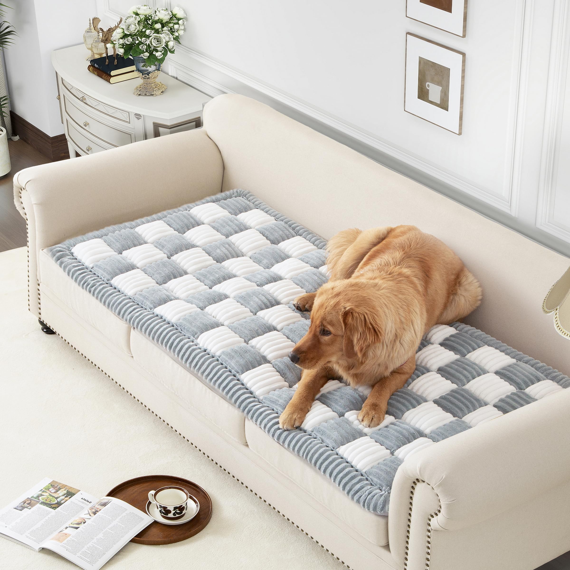 Nestlymoly Couch Cover For Dogs Washable, Sofa Covers For 3 Cushion Couch Sofa Pet Friendly, Fuzzy Couch Bed Furniture Protector