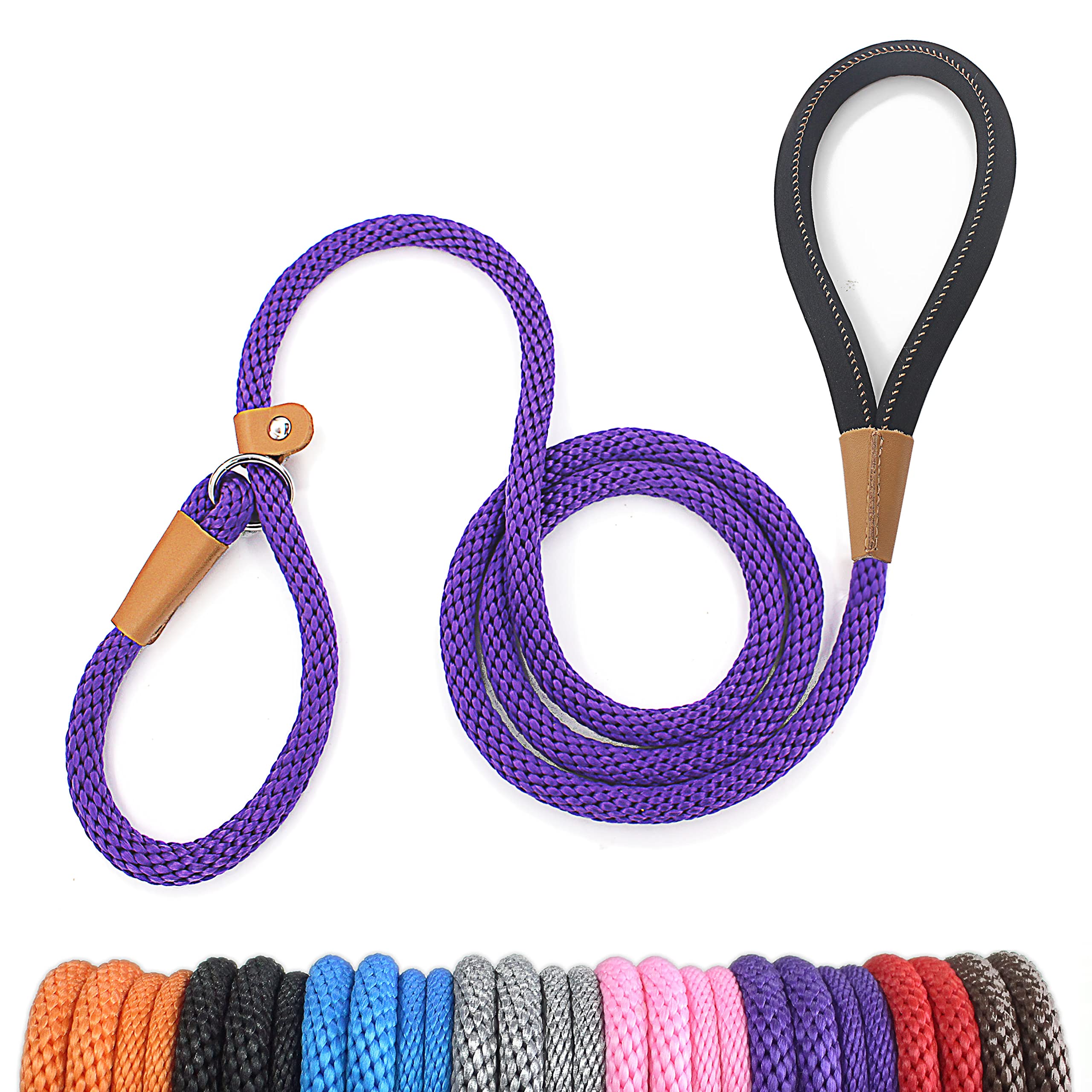 Lynxking 8 Ft Dog Leash Slip Lead 2 Pack Strong Heavy Duty Braided Dog Training Leash No Pull Training Lead Leashes For Medium Large And Small Dogs