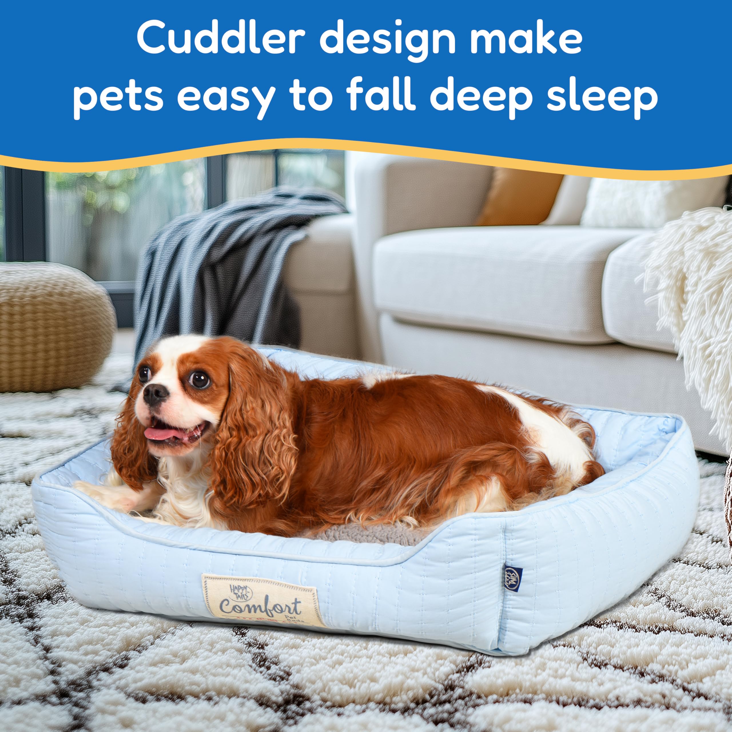 Fluffydream Calming Dog Bed, Super Soft Pet Sofa With Pillow Edge, Cute Cat Bed, Suitable For Dogs Up To 30 Lbs, 24'' X 20'', Li