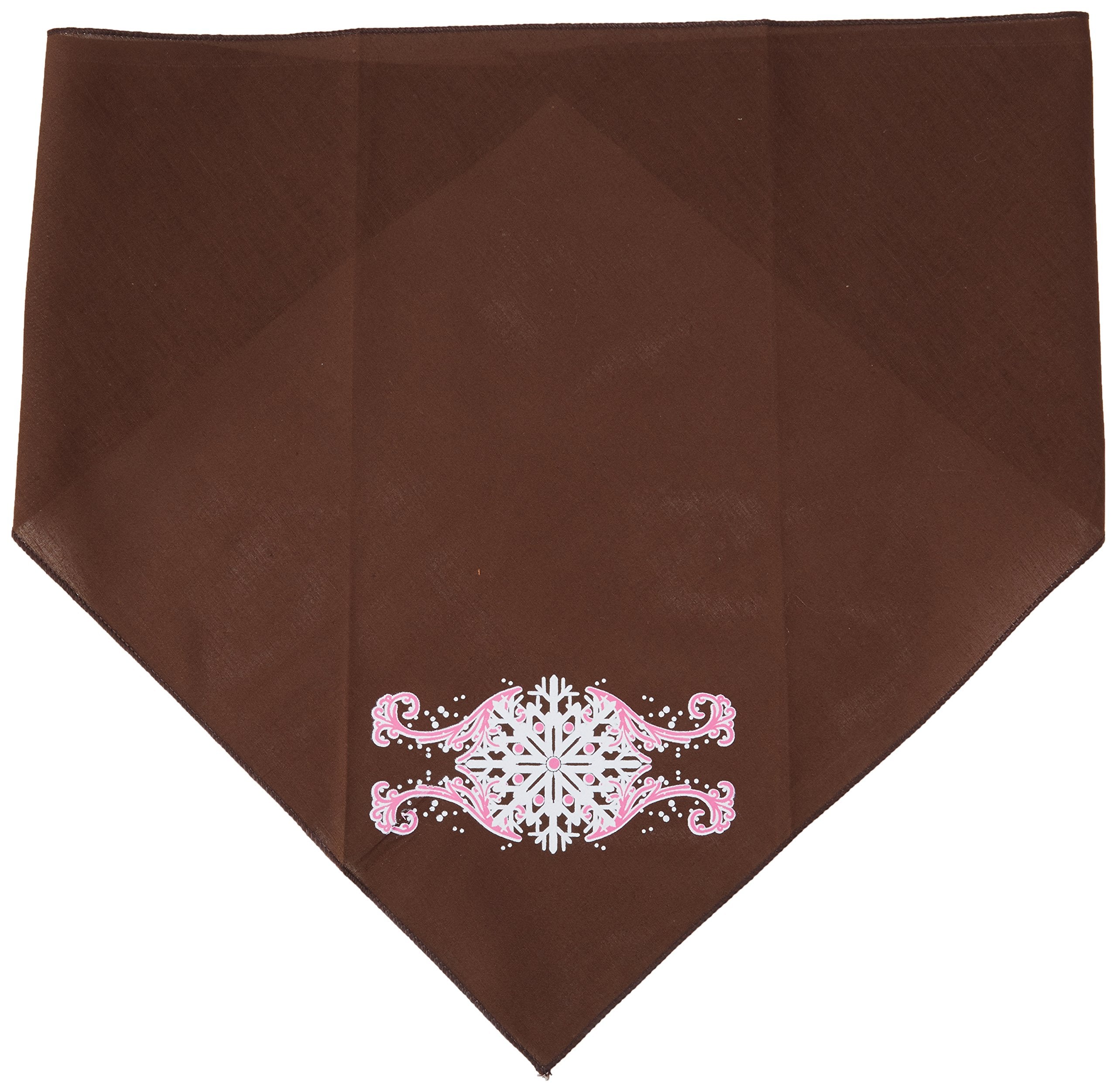 Christmas Pet and Dog Bandana Screen Printed, &quot;Pink Snowflake Swirls&quot; Cocoa Small