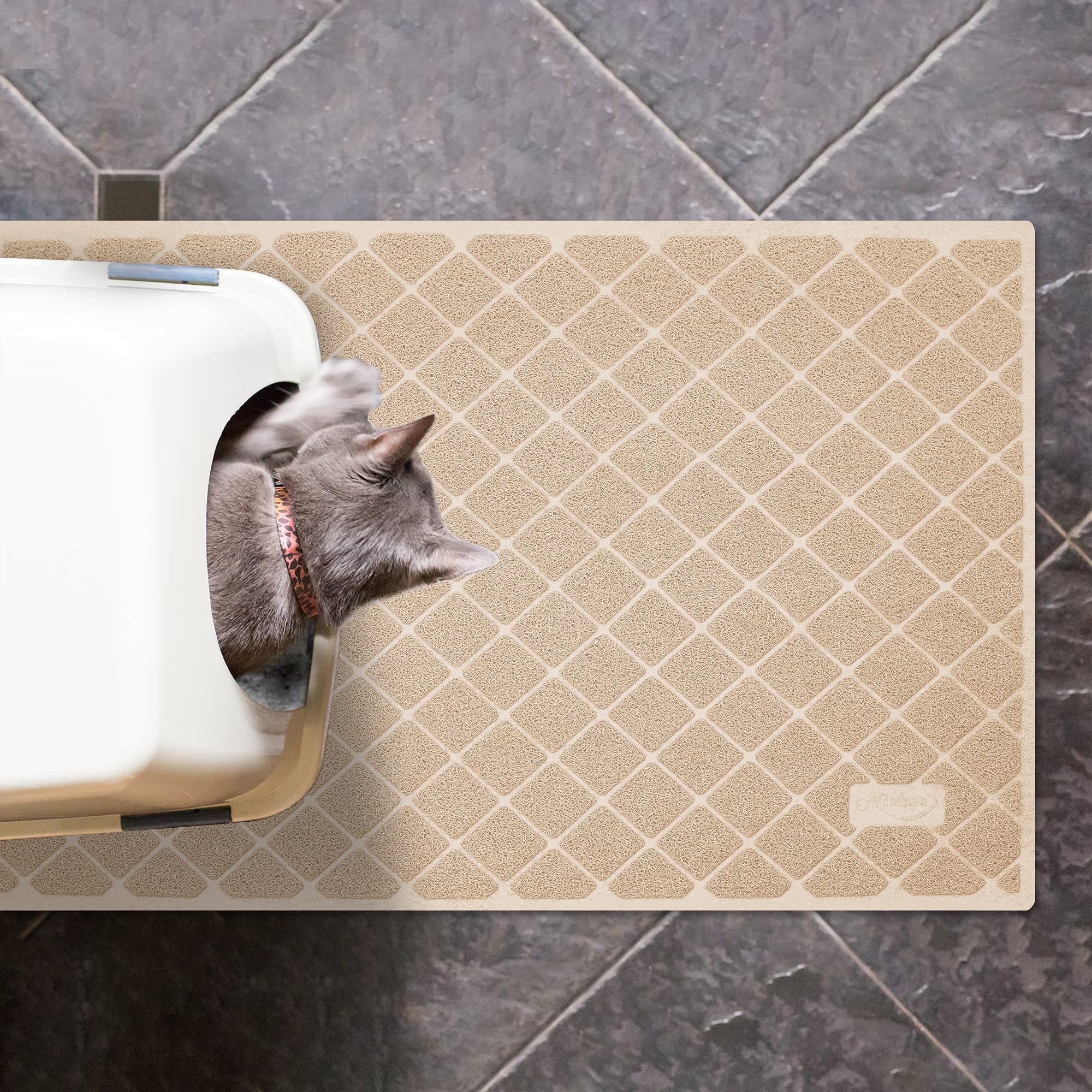 Niubya Premium Cat Litter Mat, Litter Box Mat With Non-Slip And Waterproof Backing, Litter Trapping Mat Soft On Kitty Paws And Easy To Clean, Cat Mat Traps Litter From Box