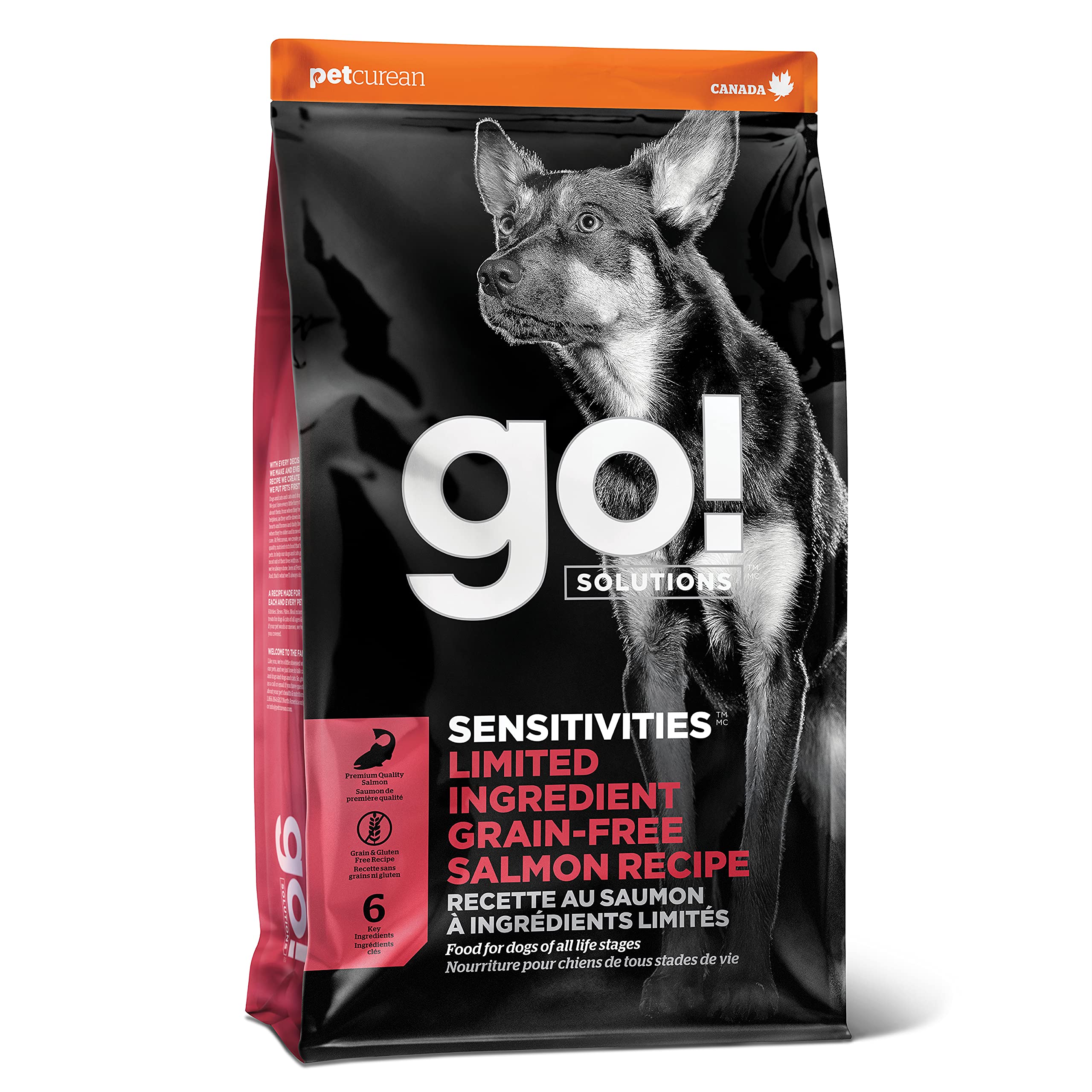 Go! Solutions Sensitivities Limited Ingredient, Grain-Free Dry Dog Food, Salmon Recipe for Sensitive Stomach, 3.5 lb Bag