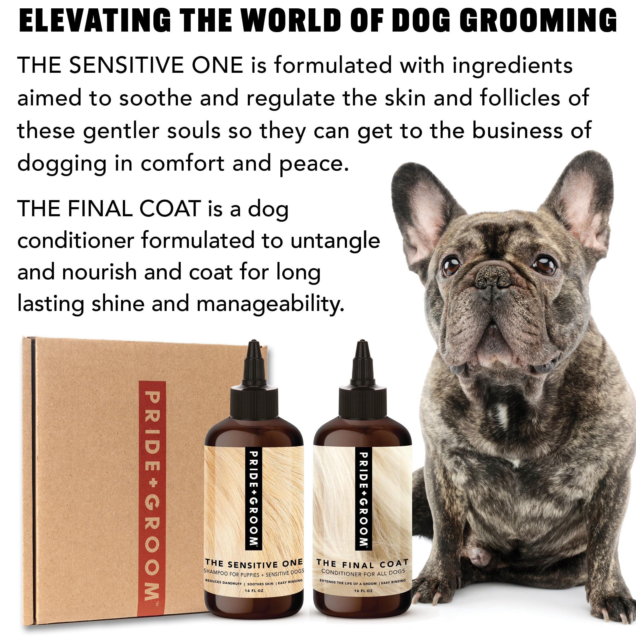 Pride And Groom The Sensitive One Box Set - Dog Shampoo & Conditioner With All Natural Blend Of Essential Oils & Ingredients To