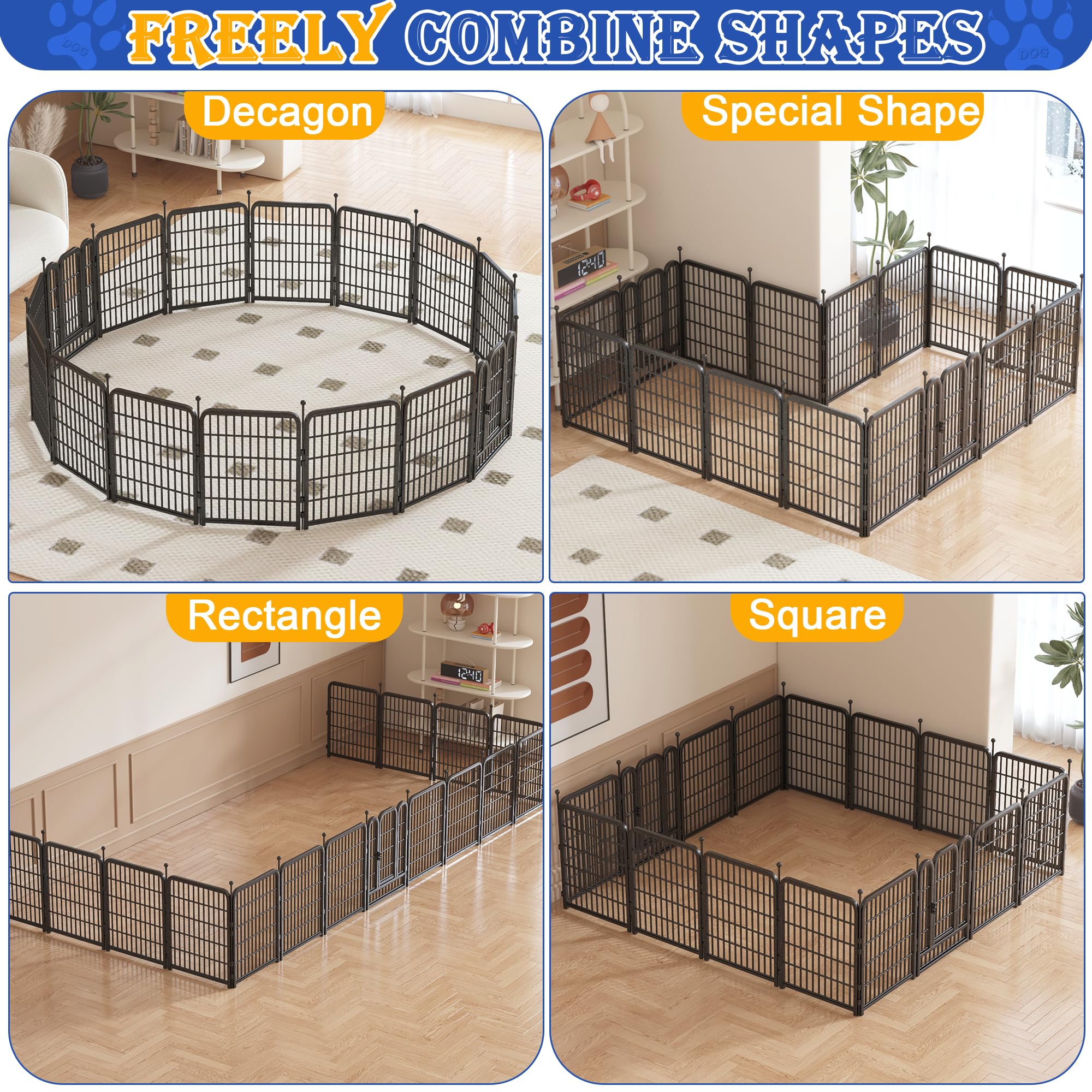 Lfcreator Dog Playpen - Outdoor/Indoor, 32'' Height, 16 Panels, Anti-Rust Coating For Medium/Small Dogs & Puppies, Portable Pet