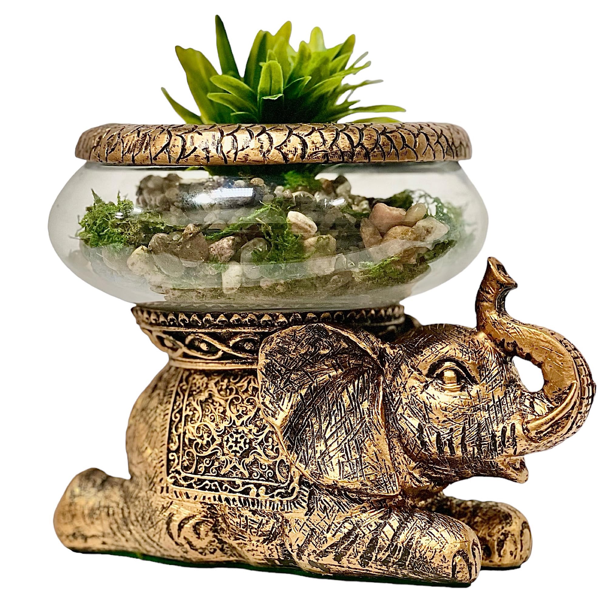 New Mystical Mermaid Decorative Gold Antiqued Glass Fish Bowl Tabletop Aquarium Or Terrarium Or Candle Holder, New 1 Gallon Size