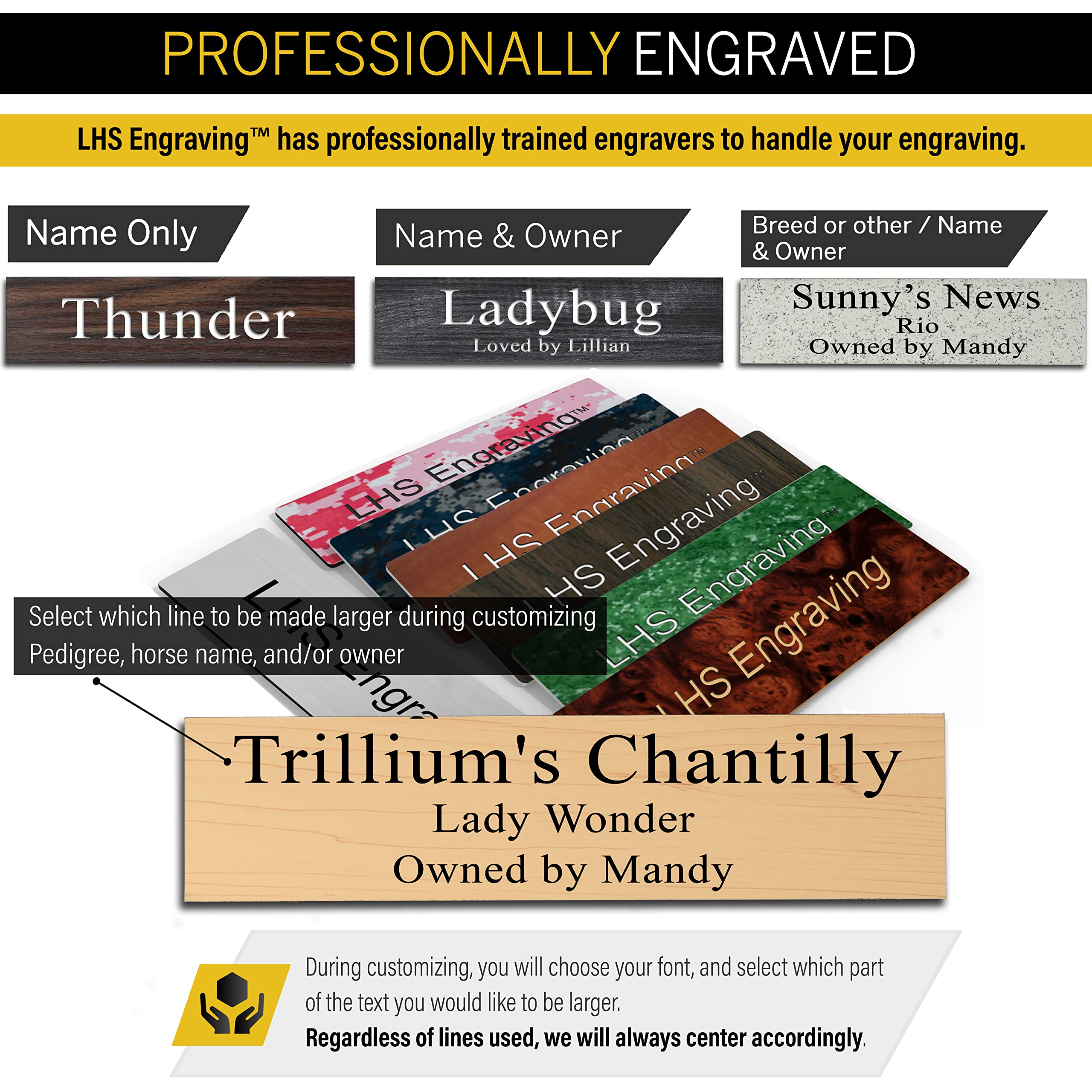 Lhs | Horse Stall Name Plate, 2X6 Personalized Stall Signs, Uv Protected, All Weather Adhesive, Hanging, Mounting Or Other, Blue