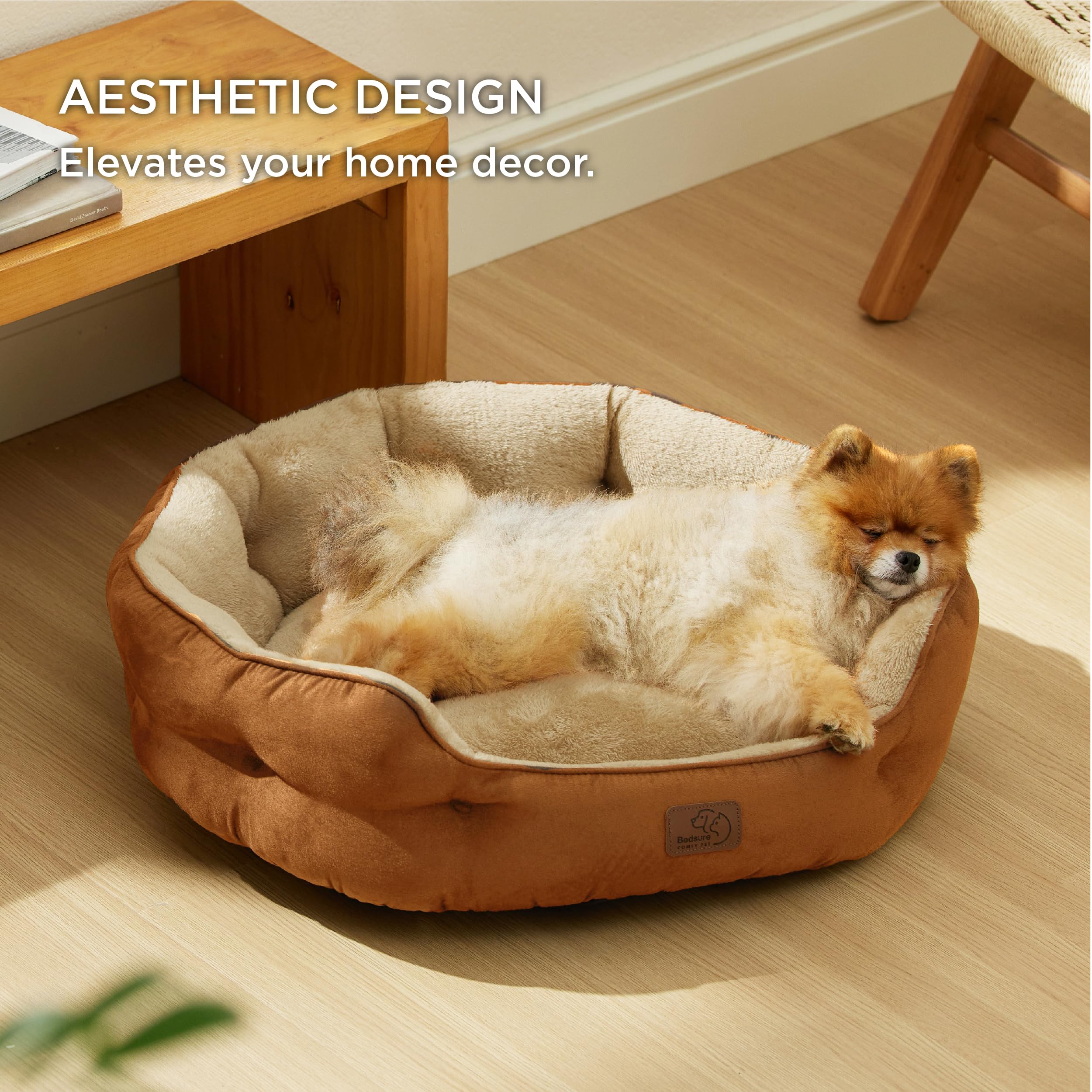 Bedsure Dog Beds For Small Dogs - Round Cat Beds For Indoor Cats, Washable Pet Bed For Puppy And Kitten With Slip-Resistant Bottom, 25 Inches, Terracotta