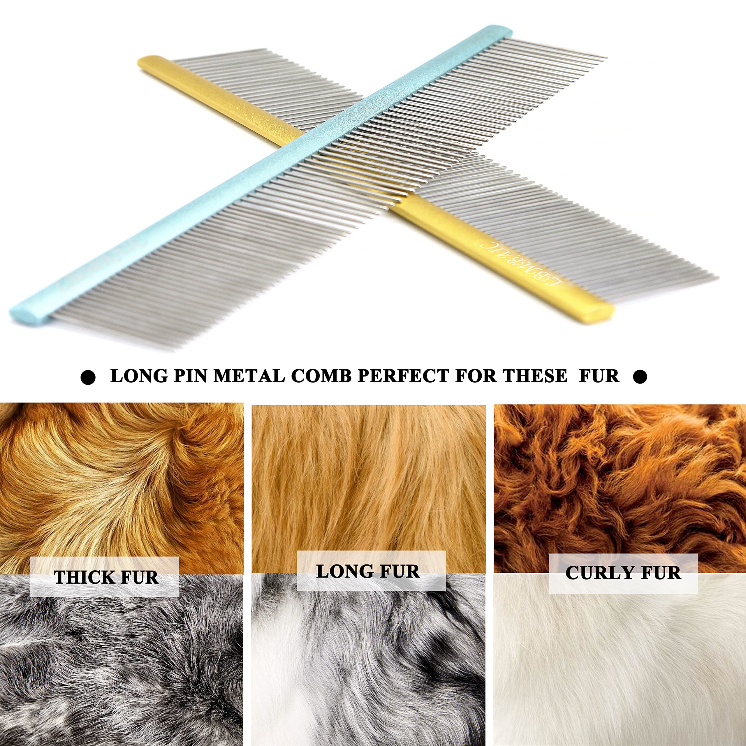 Lbmbaic 10Inches Large Dog Grooming Comb For Shedding Matted Hair For Large Dogs Metal Dog Comb With Long Wide Tooth Comb For Poodles And Goldendoodles Reduce Tangles,Mats And Knots.(Gold)