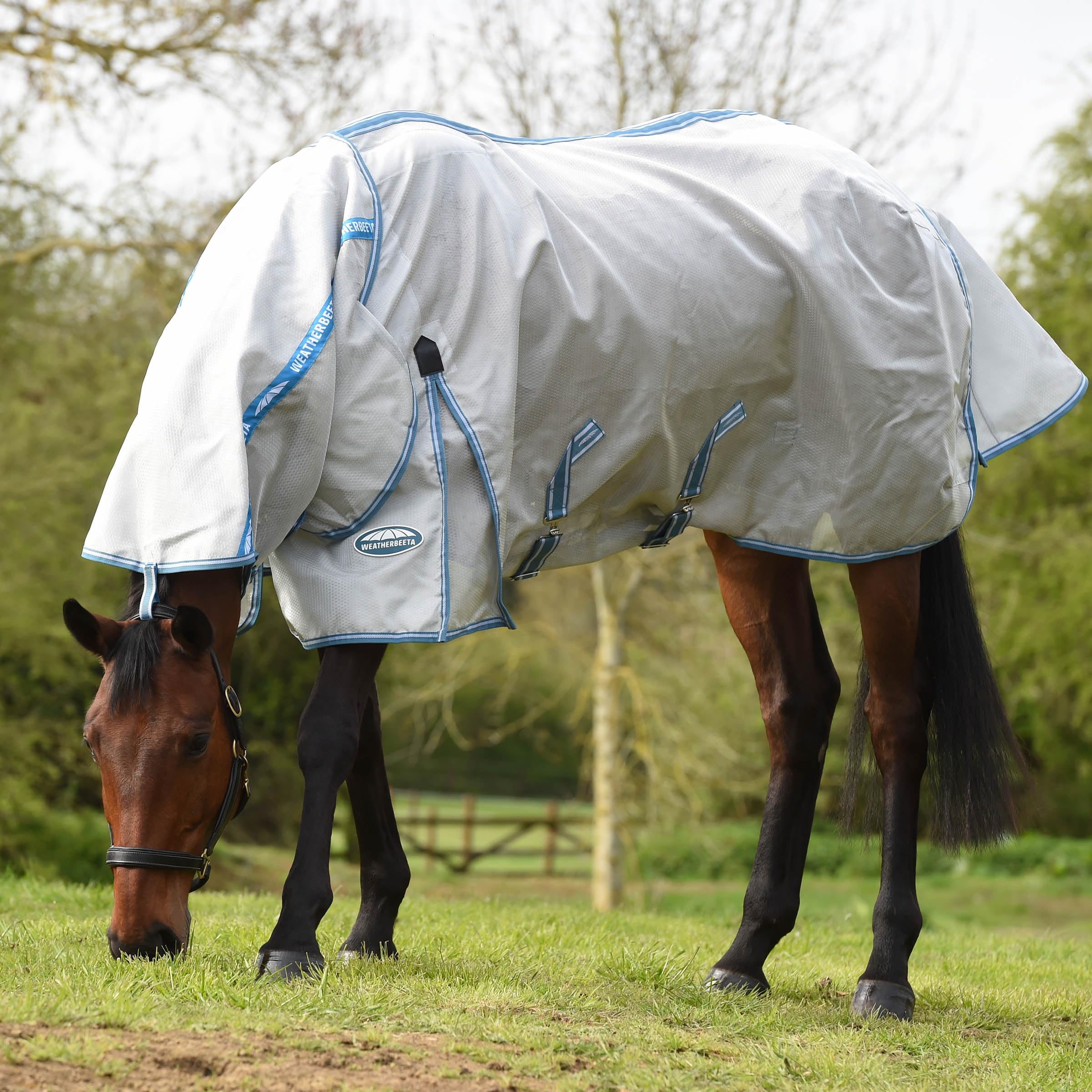 Weatherbeeta Comfitec Hexi Shield Combo Neck, Silver/Teal Blue, 78'