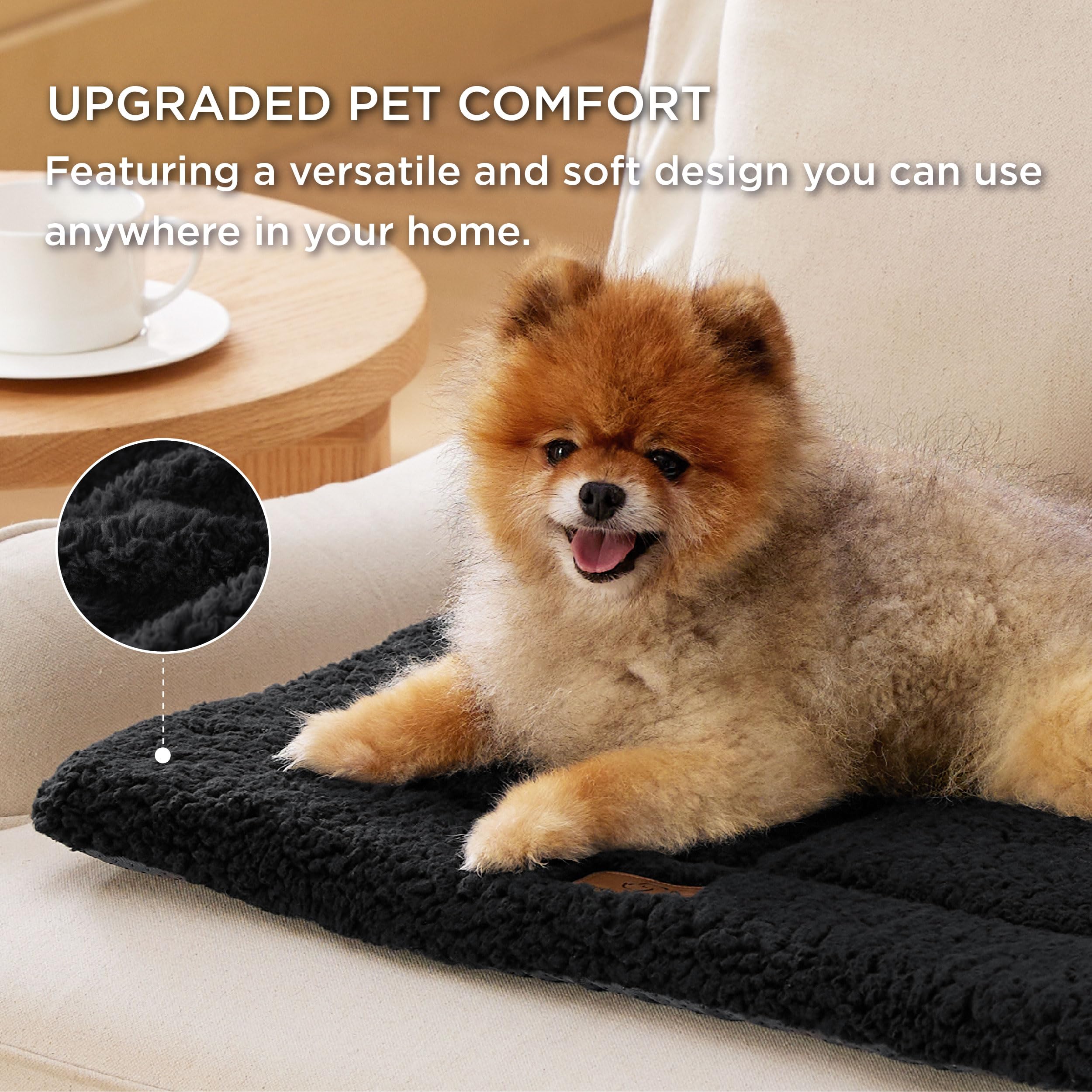 Bedsure Washable Dog Crate Bed For Medium Dogs, Reversible Foam Floor Pet Mat, Versatile Lightweight Pet Crate Pad For Cages