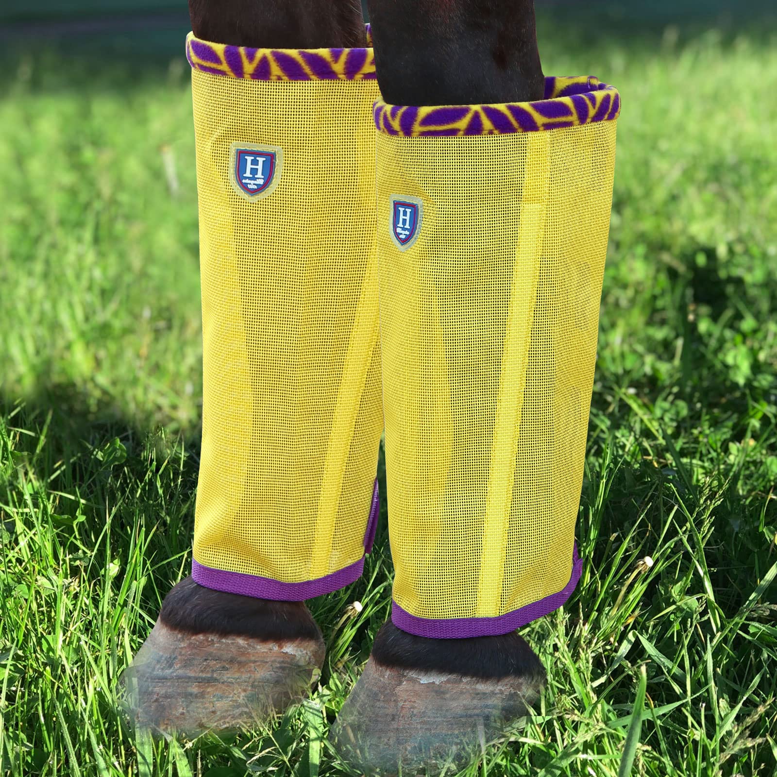 Caremaster Fine Mesh Fly Boots Loose Fitting & Non-Slip Horse Fly Leggings Fleece Air Flow (Set Of 4) Summer Lime Mini