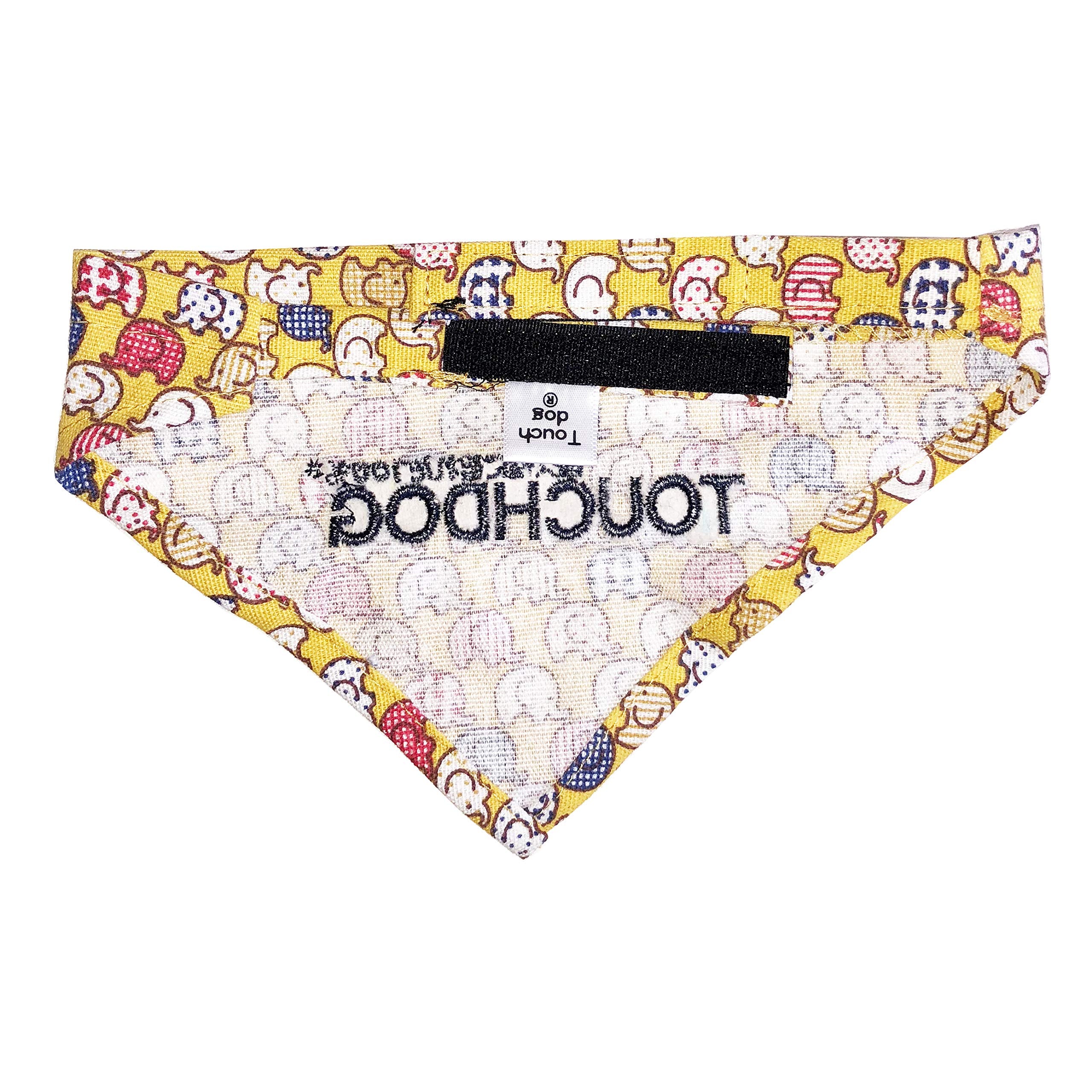 Touchdog Bad-to-The-Bone Elephant Patterned Fashion Pet Bandana for Dogs - Dog Bandana with Hook-and-Loop enclosures for Easy