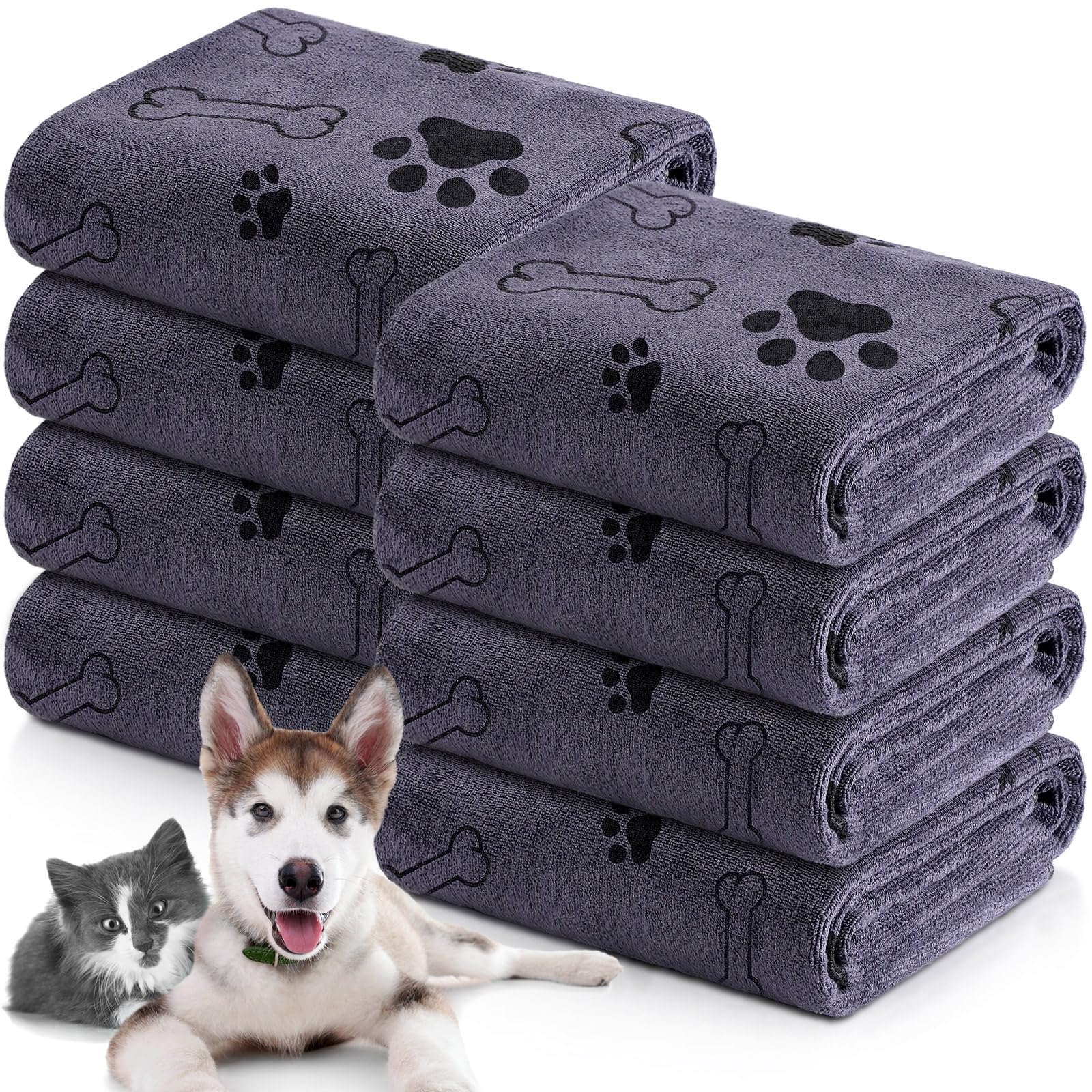 Chumia 8 Pcs Bulk Towels for Drying Dogs Cats Pet Towels Puppy Microfiber Quick Drying Dog Paw Bath Bathing Supplies Absorbent f
