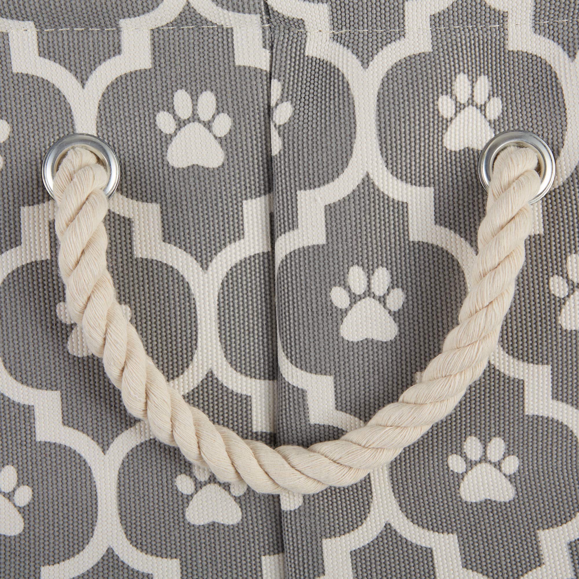 Bone Dry Pet Storage Collection Lattice Paw Print, Gray, Small Round